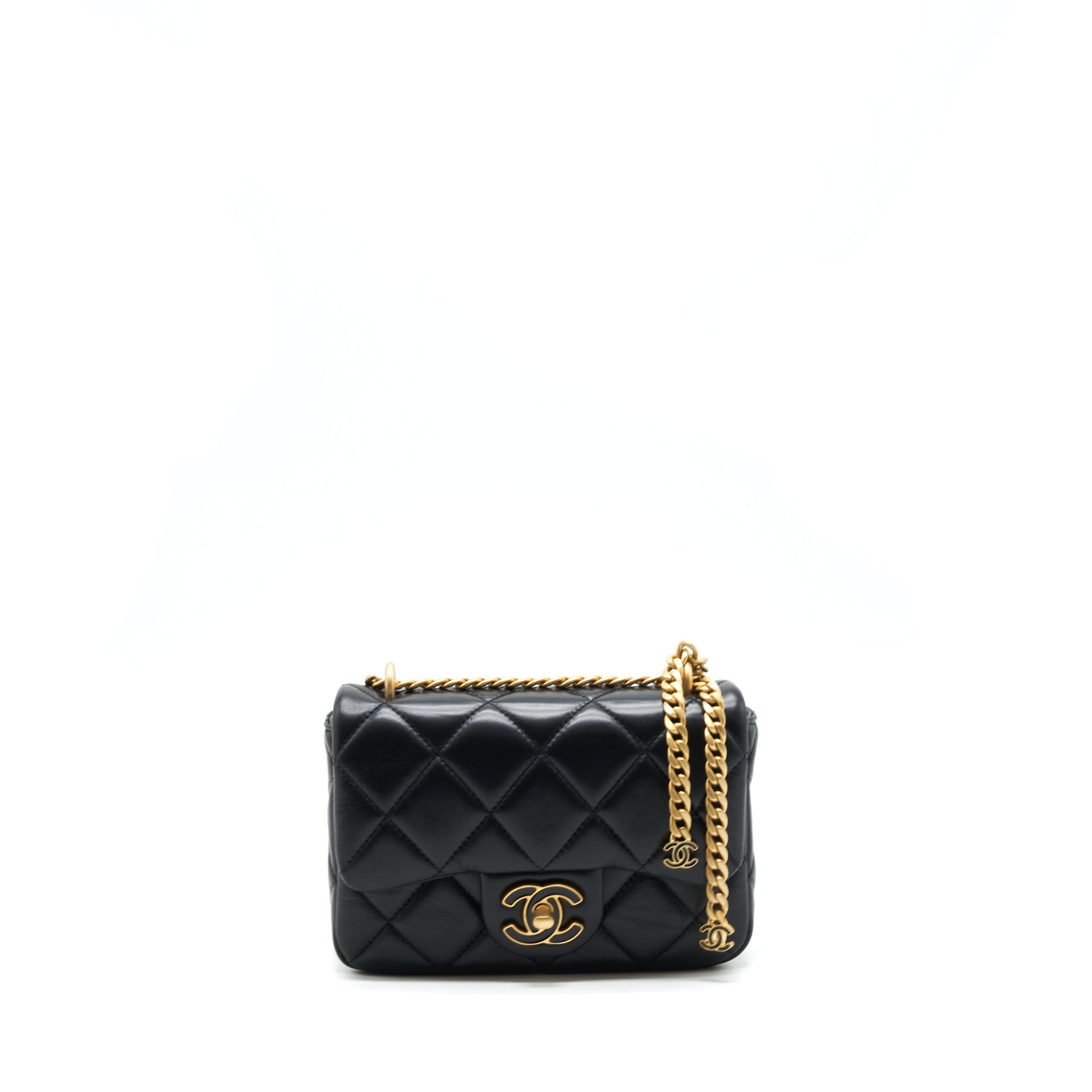 Chanel 22P Seasonal Square Flap Lambskin GHW Black Shoulder Bag