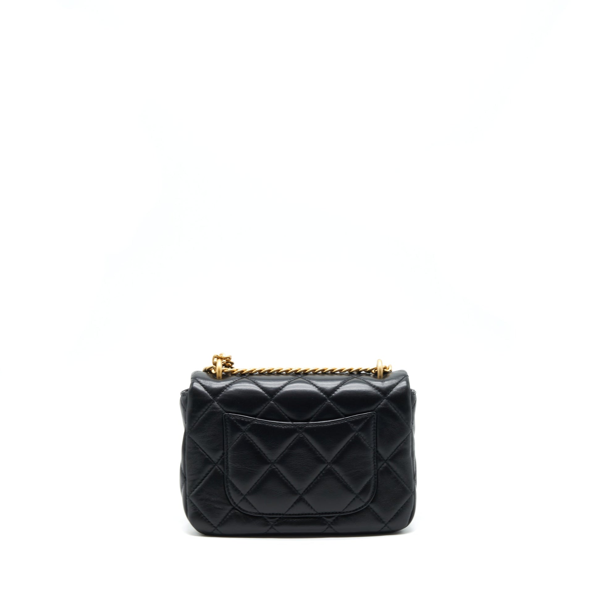 Chanel 22P Seasonal Square Flap Lambskin GHW Black Shoulder Bag