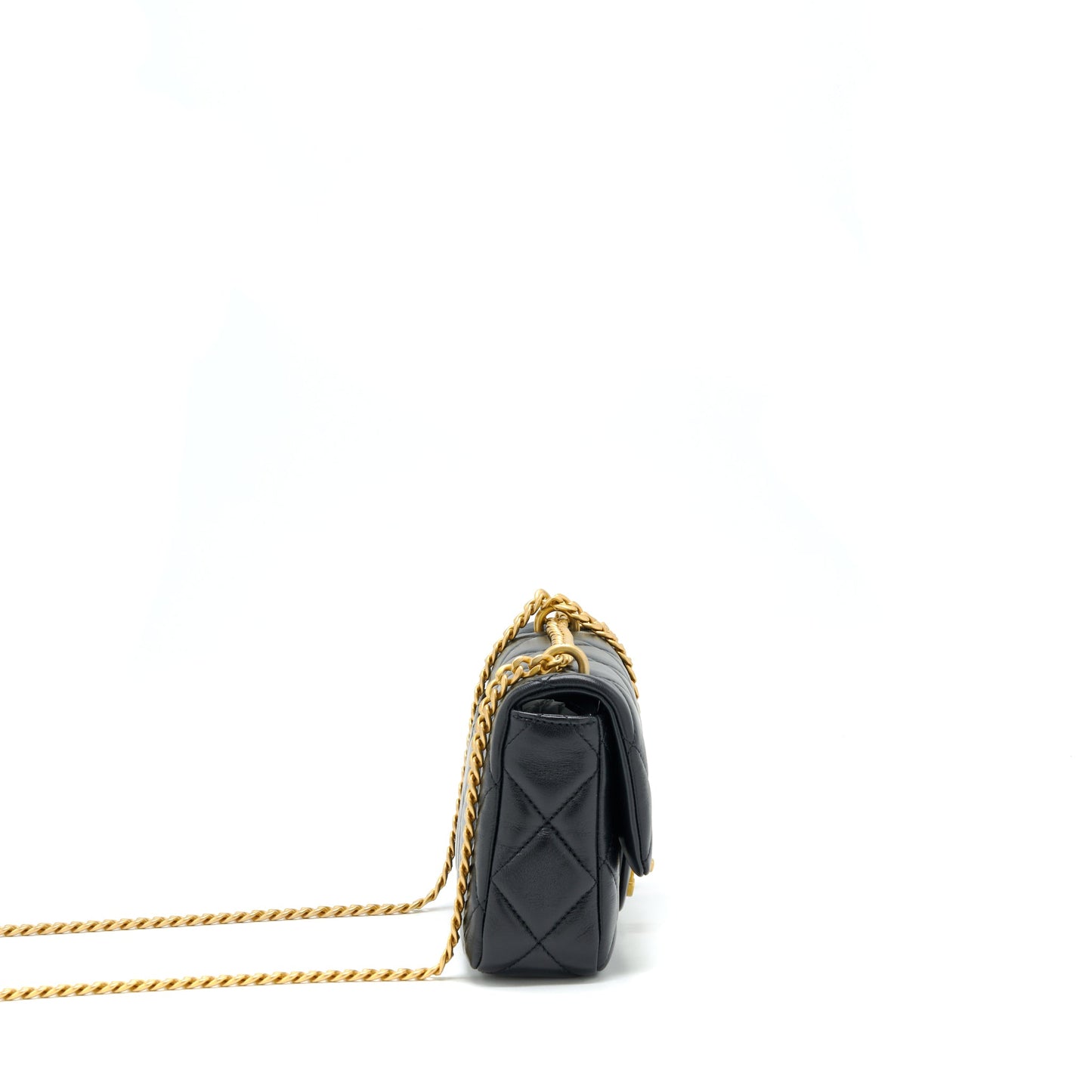 Chanel 22P Seasonal Square Flap Lambskin GHW Black Shoulder Bag