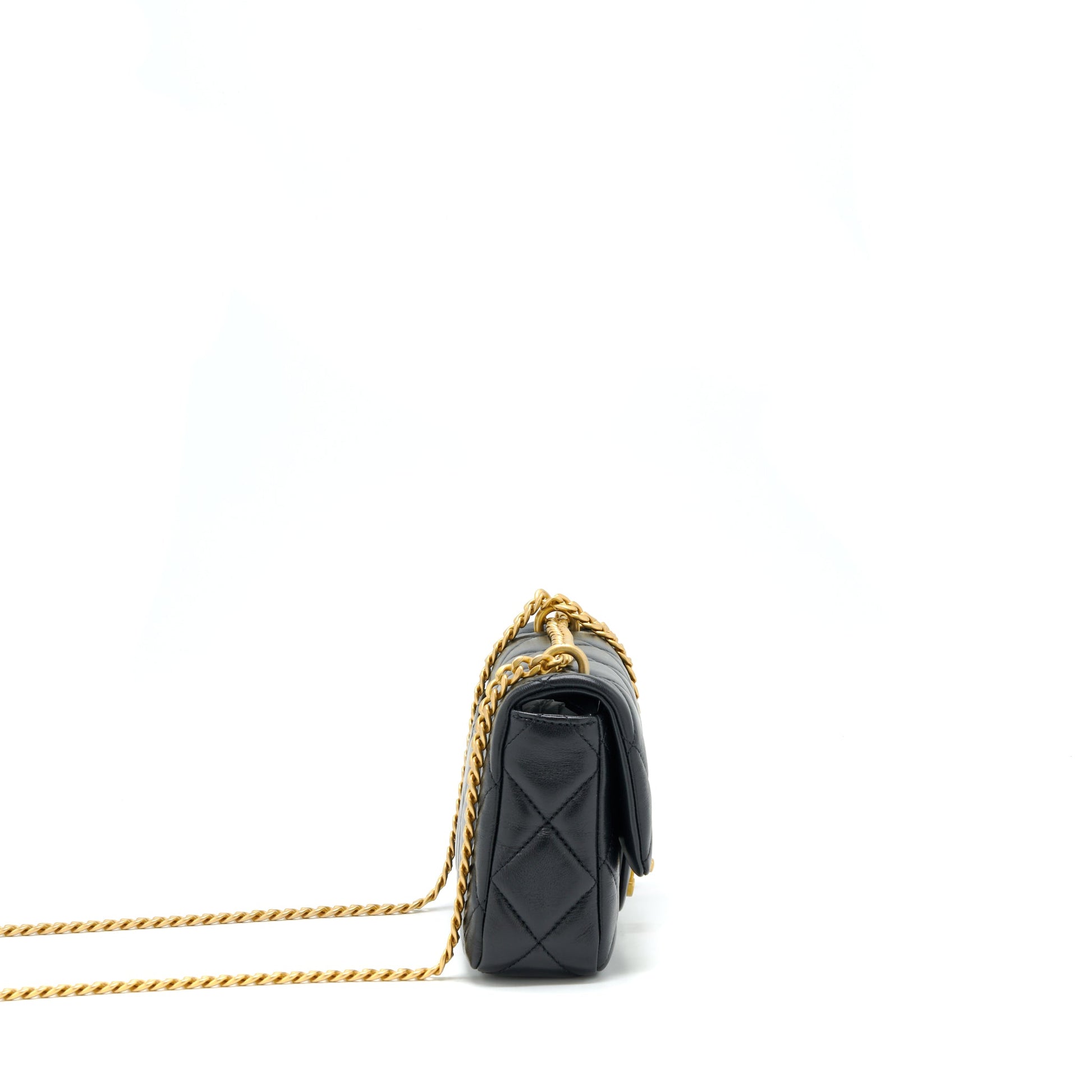 Chanel 22P Seasonal Square Flap Lambskin GHW Black Shoulder Bag