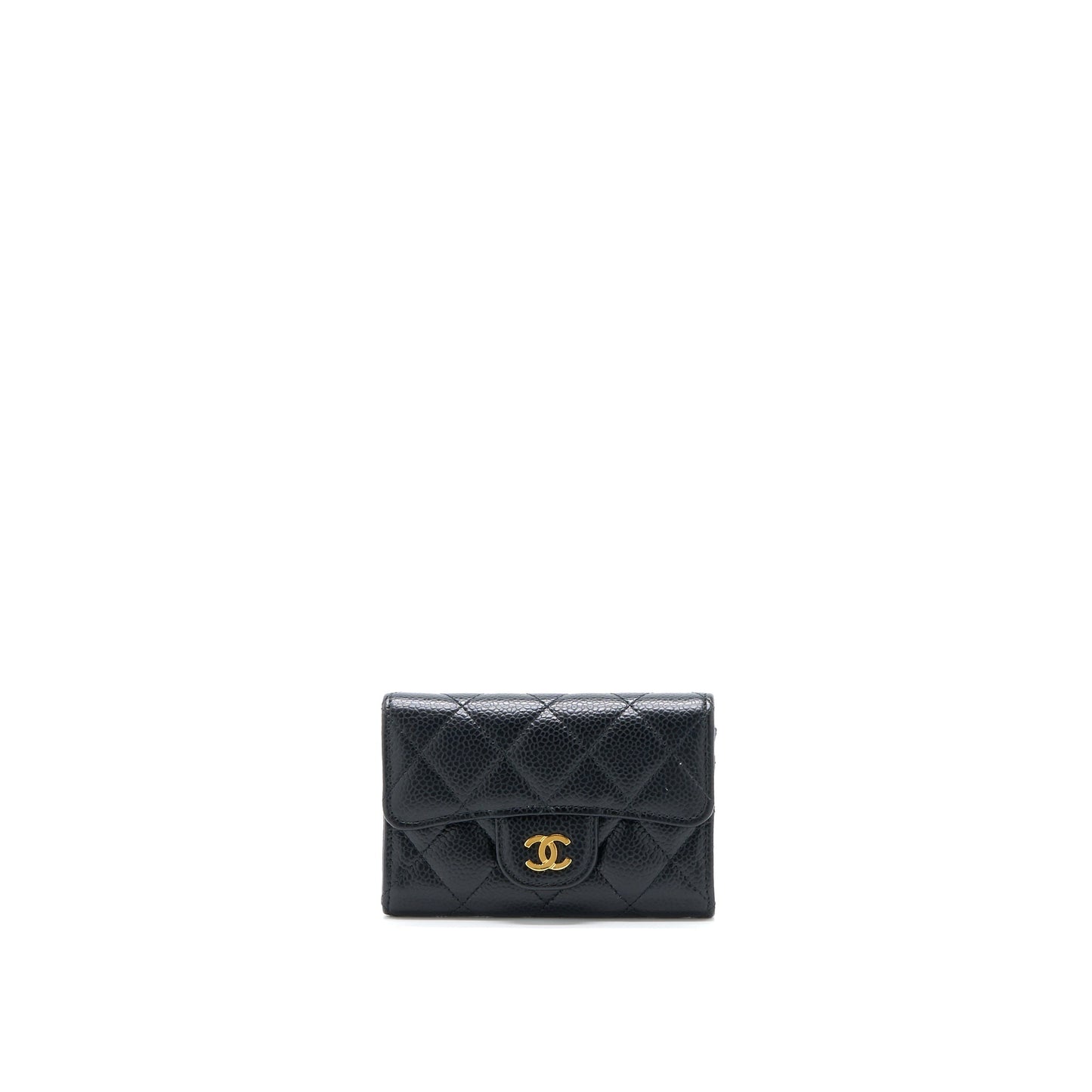 Chanel Classic Flap Cardholder Caviar GHW Black Wallet Case