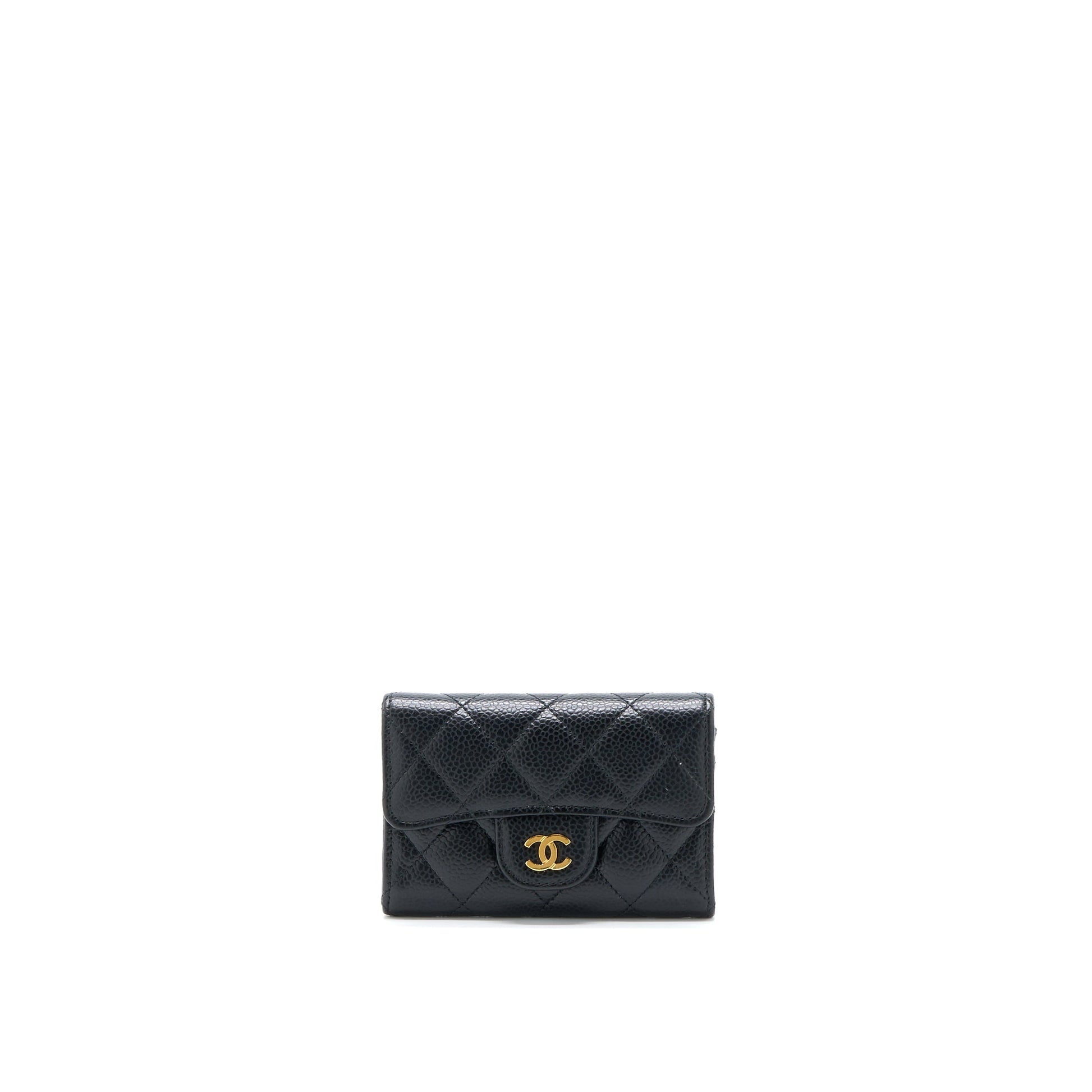 Chanel Classic Flap Cardholder Caviar GHW Black Wallet Case