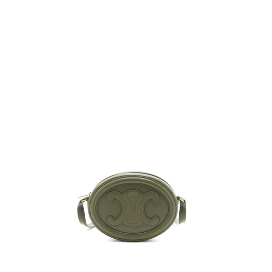 Celine Crossbody Oval Purse Calfskin Olive Handbag Green Crossbody Bag