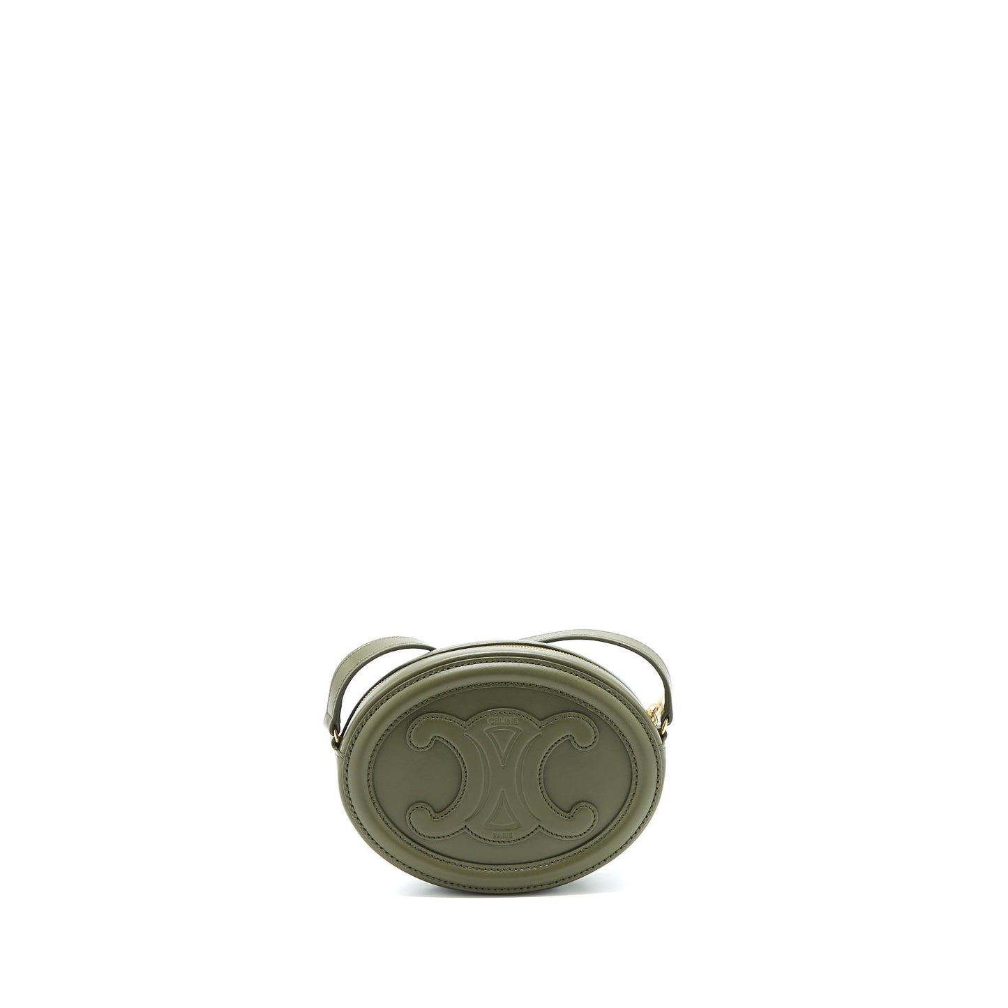 Celine Crossbody Oval Purse Calfskin Olive Handbag Green Crossbody Bag