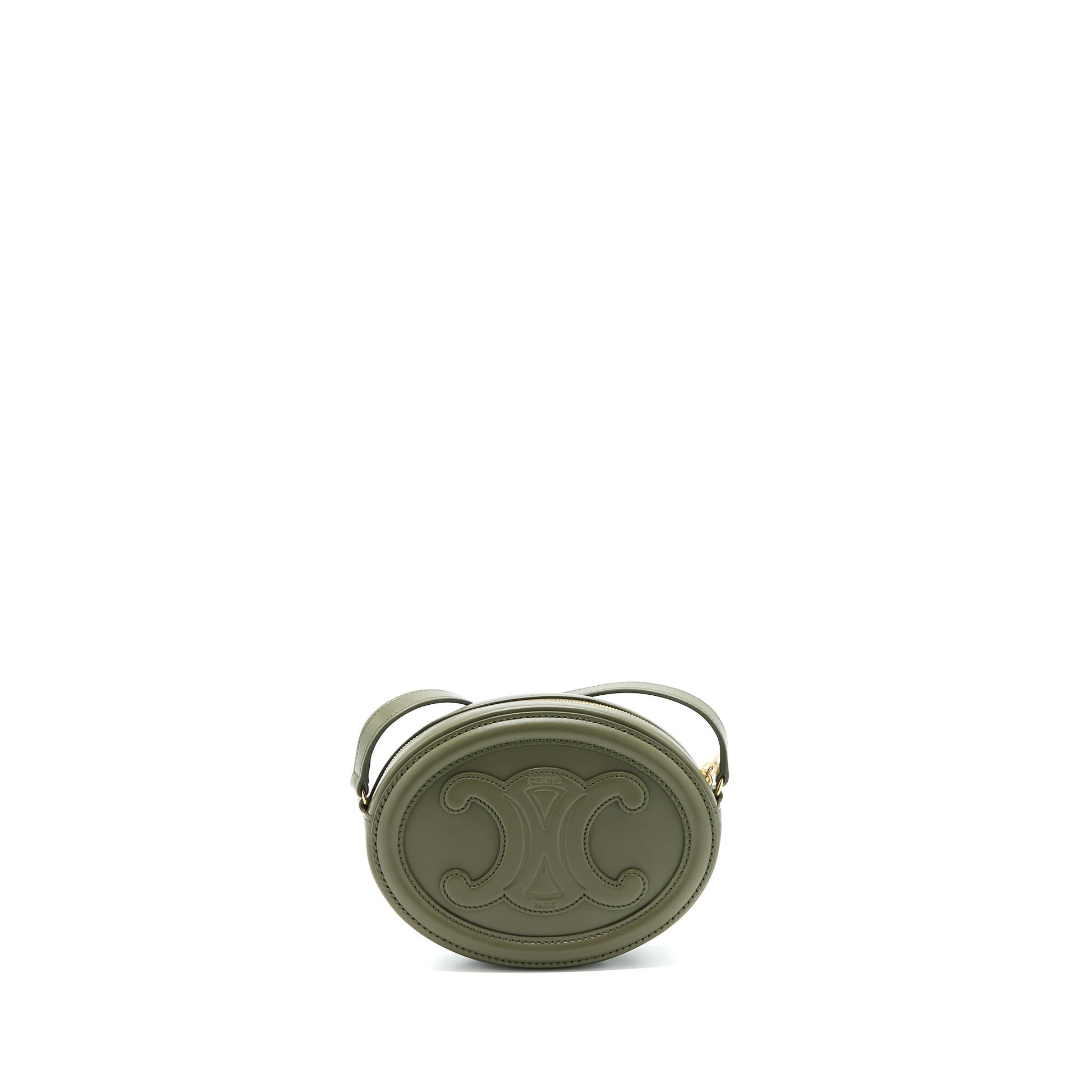 Celine Crossbody Oval Purse Calfskin Olive Handbag Green Crossbody Bag