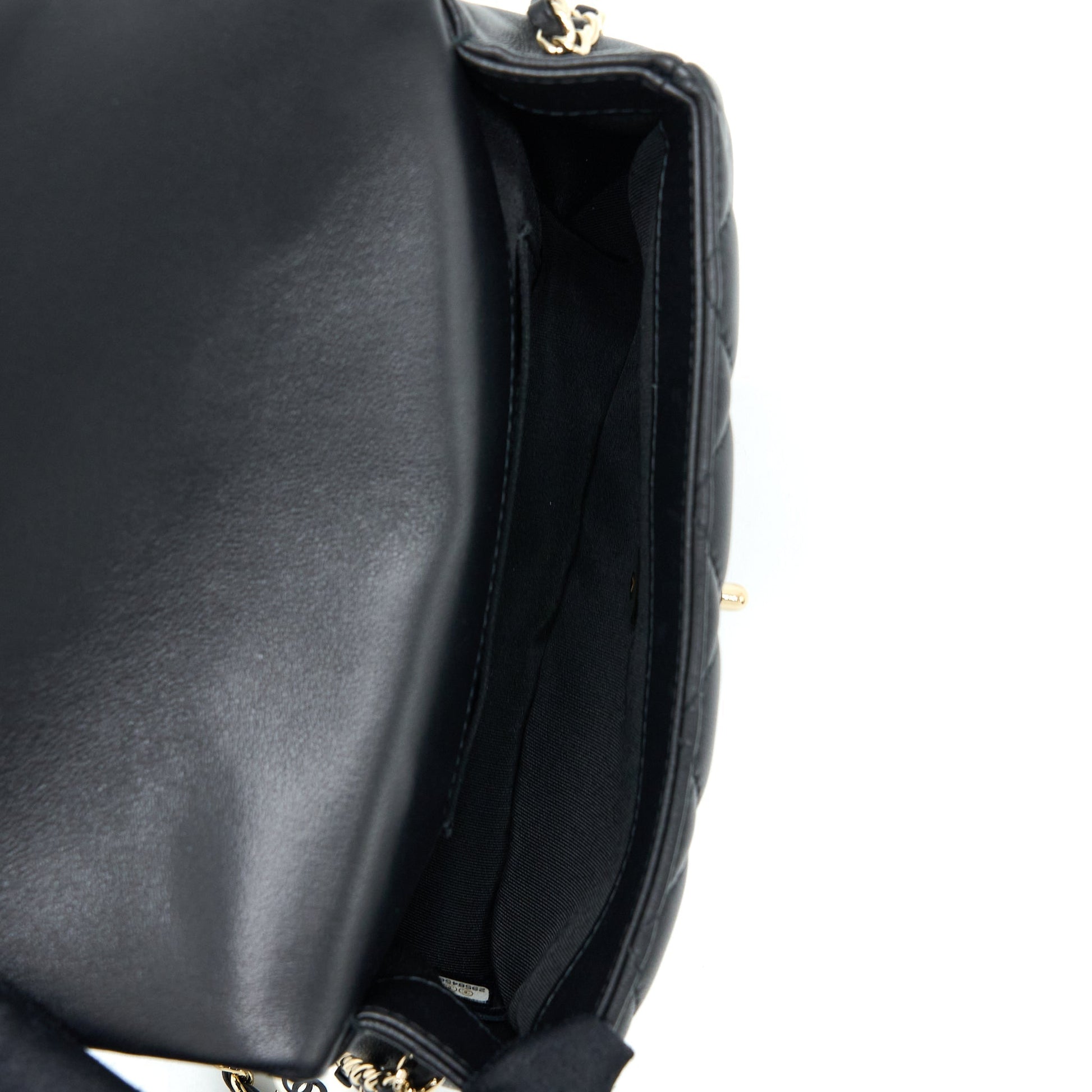 Chanel Pearl Logo Flap Lambskin LGHW Black Small Shoulder Bag