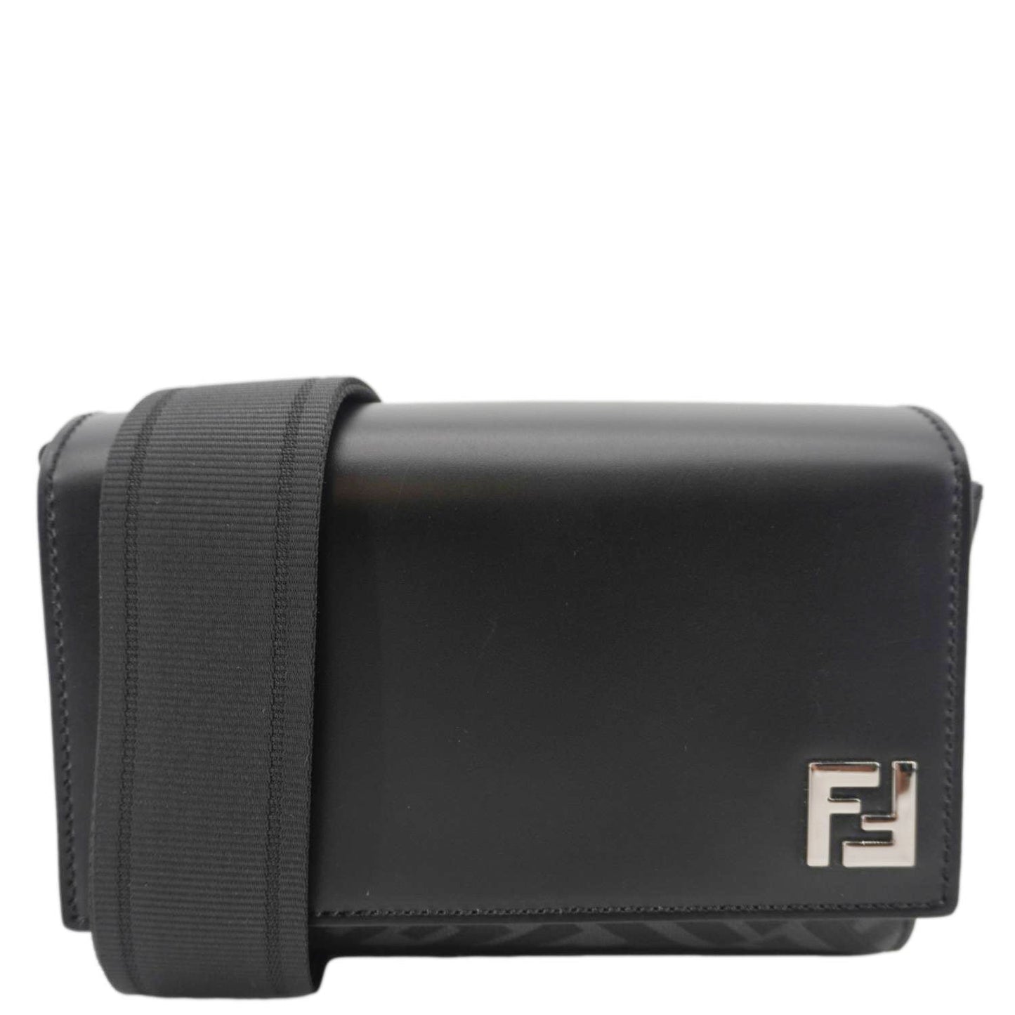 Fendi Ff Squared Compact Ff Shoulder Bag Canvas Black