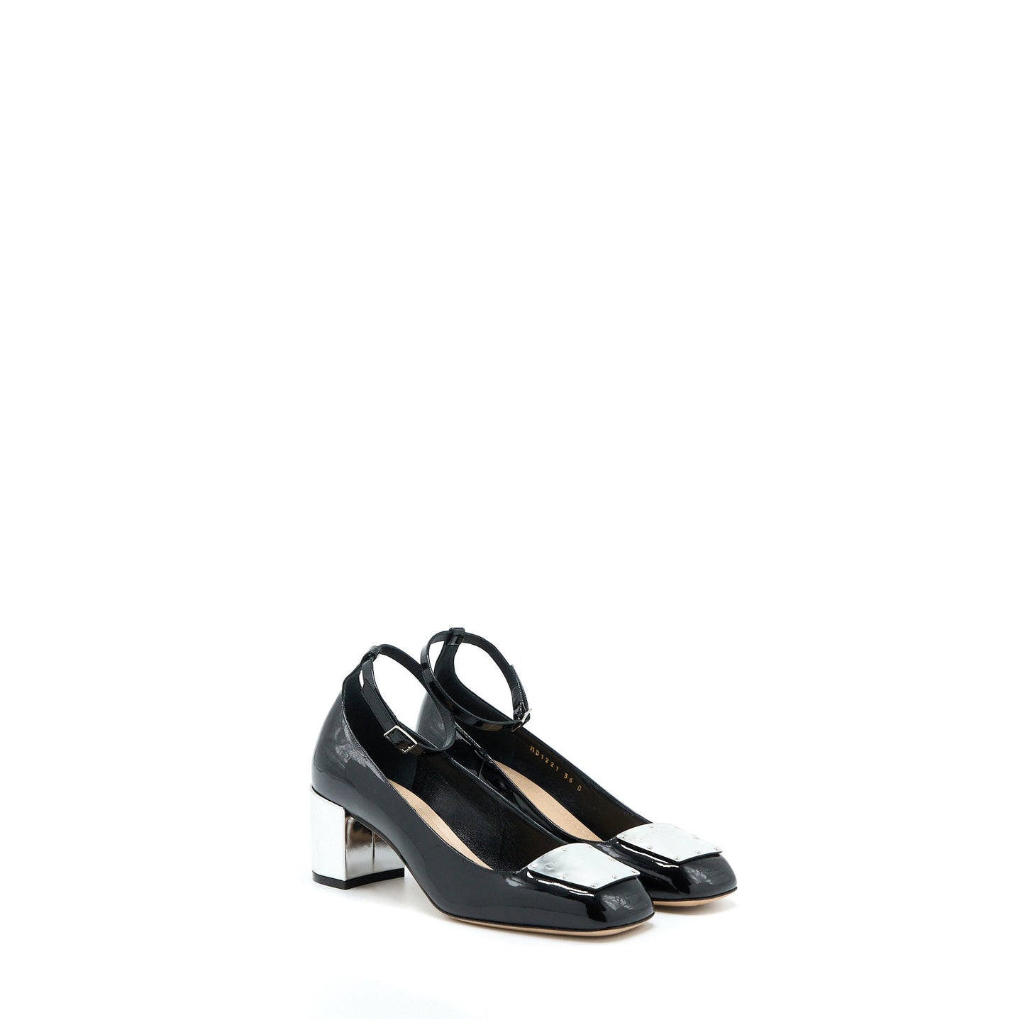 Dior Christian Size Ballet Pump Patent Calfskin Handbag Black Shoes