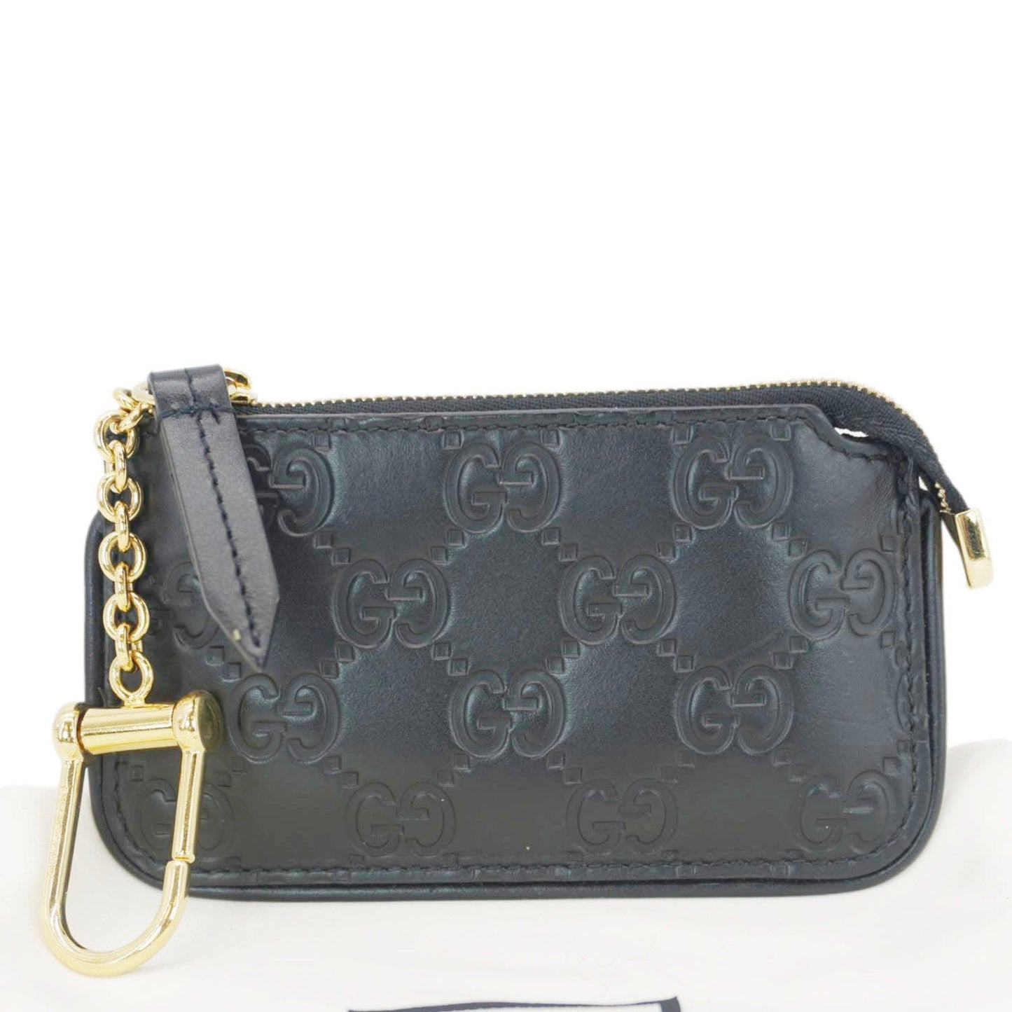 Gucci Clip Key Case Handbag Leather Black Travel Bag