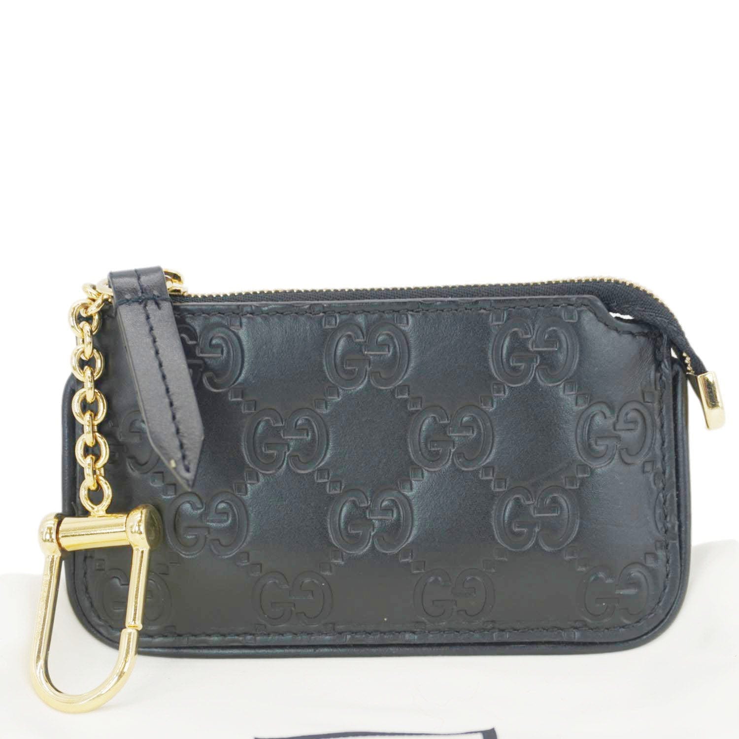 Gucci Clip Key Case Handbag Leather Black Travel Bag
