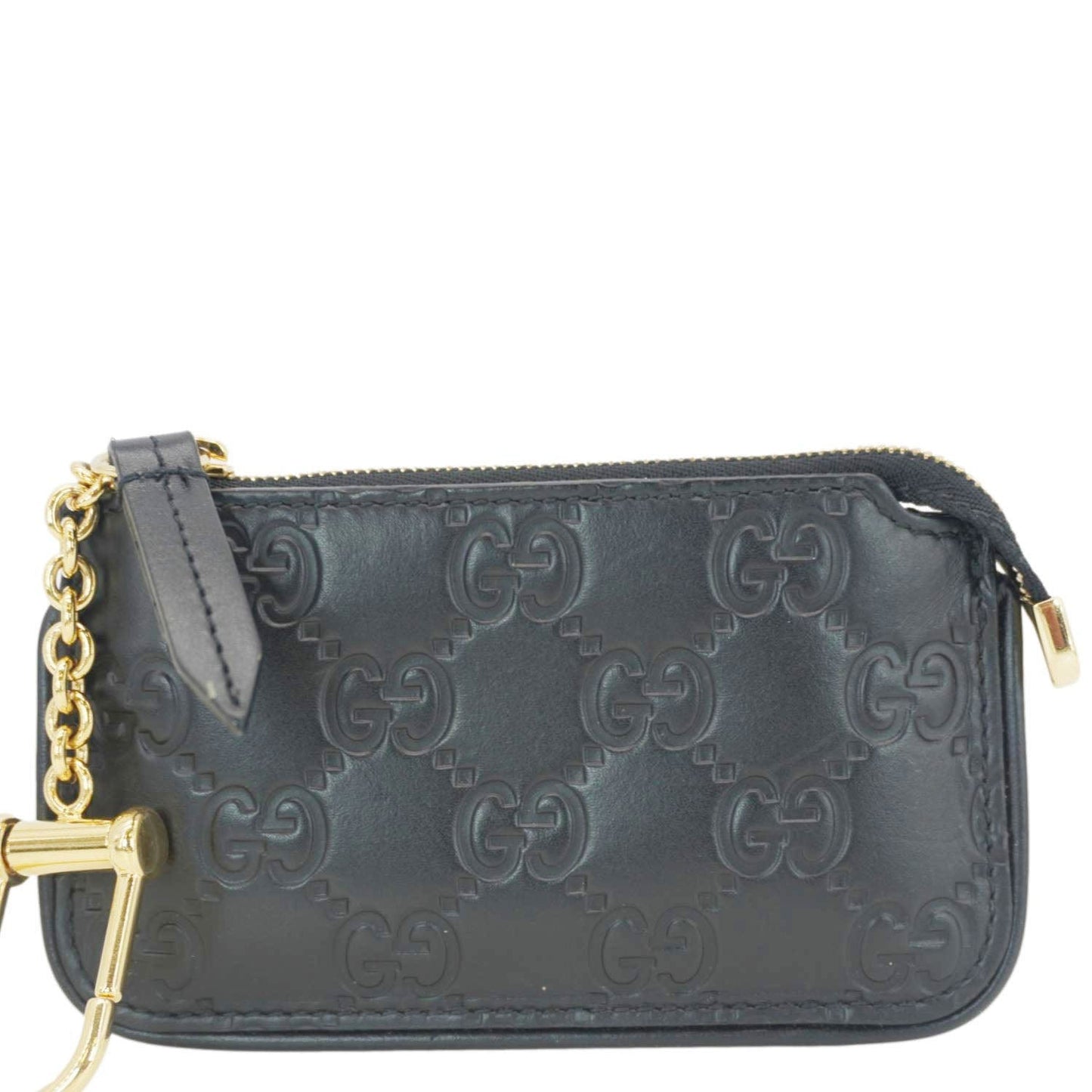 Gucci Clip Key Case Handbag Leather Black Travel Bag