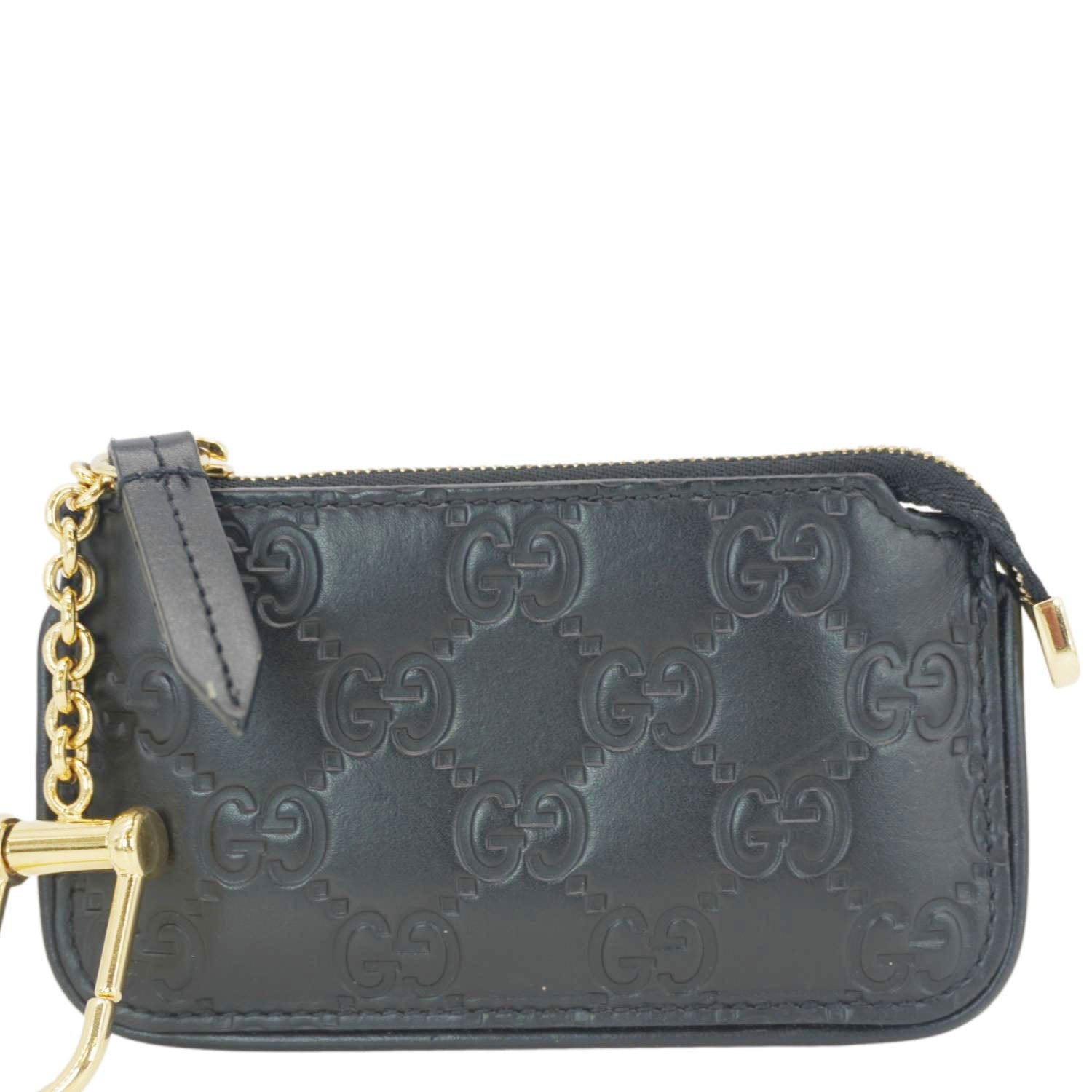 Gucci Clip Key Case Handbag Leather Black Travel Bag