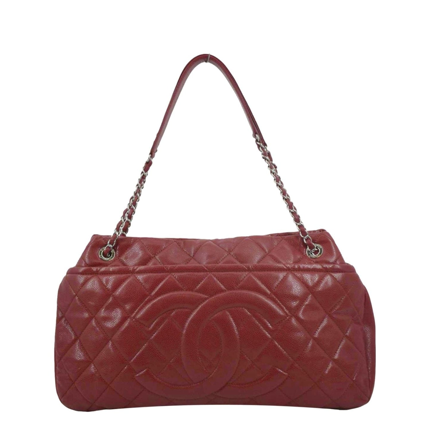 Chanel Timeless CC Soft Quilted Shopping Leather Red Travel Bag