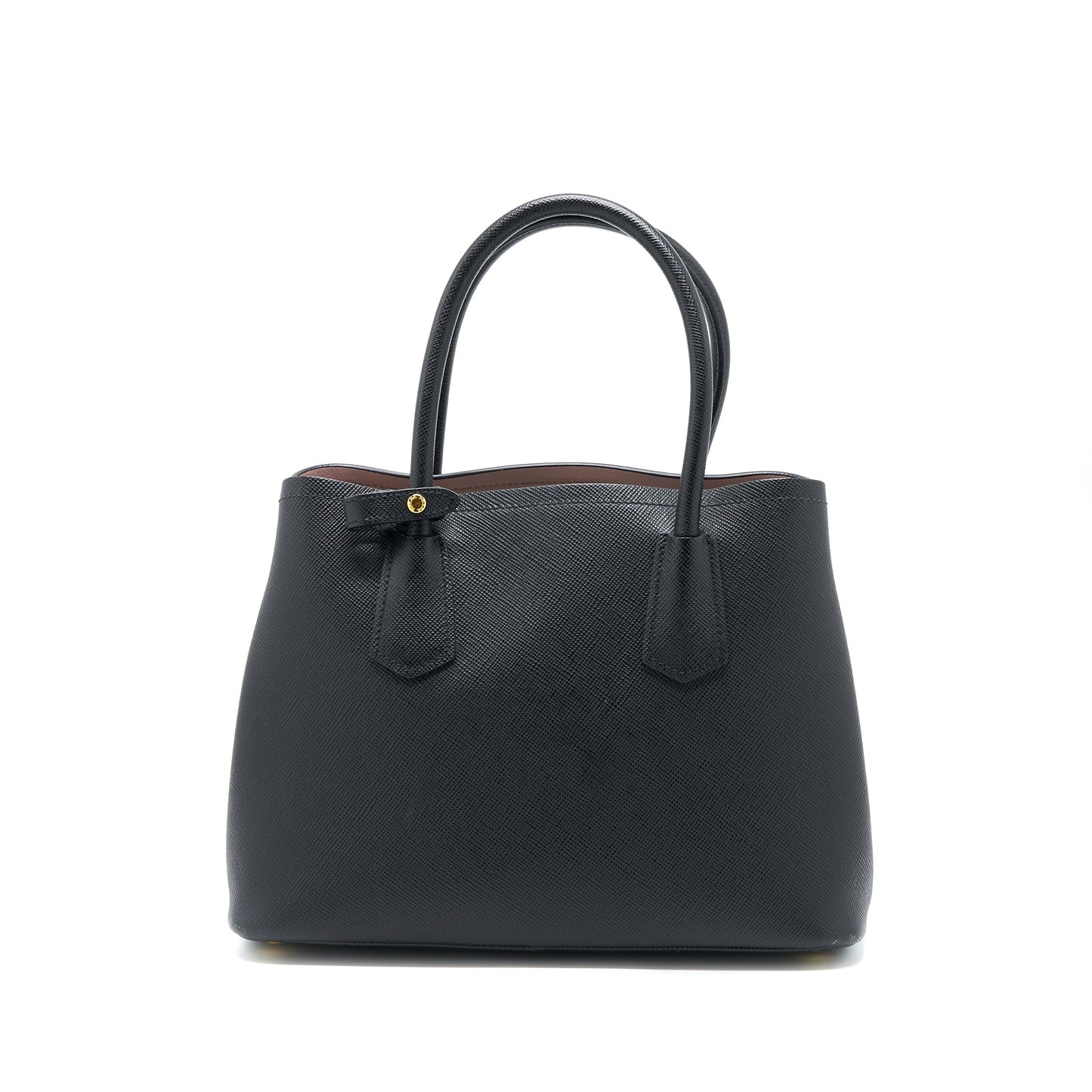 Prada Saffiano Double Purse Calfskin Handbag Black Travel Bag