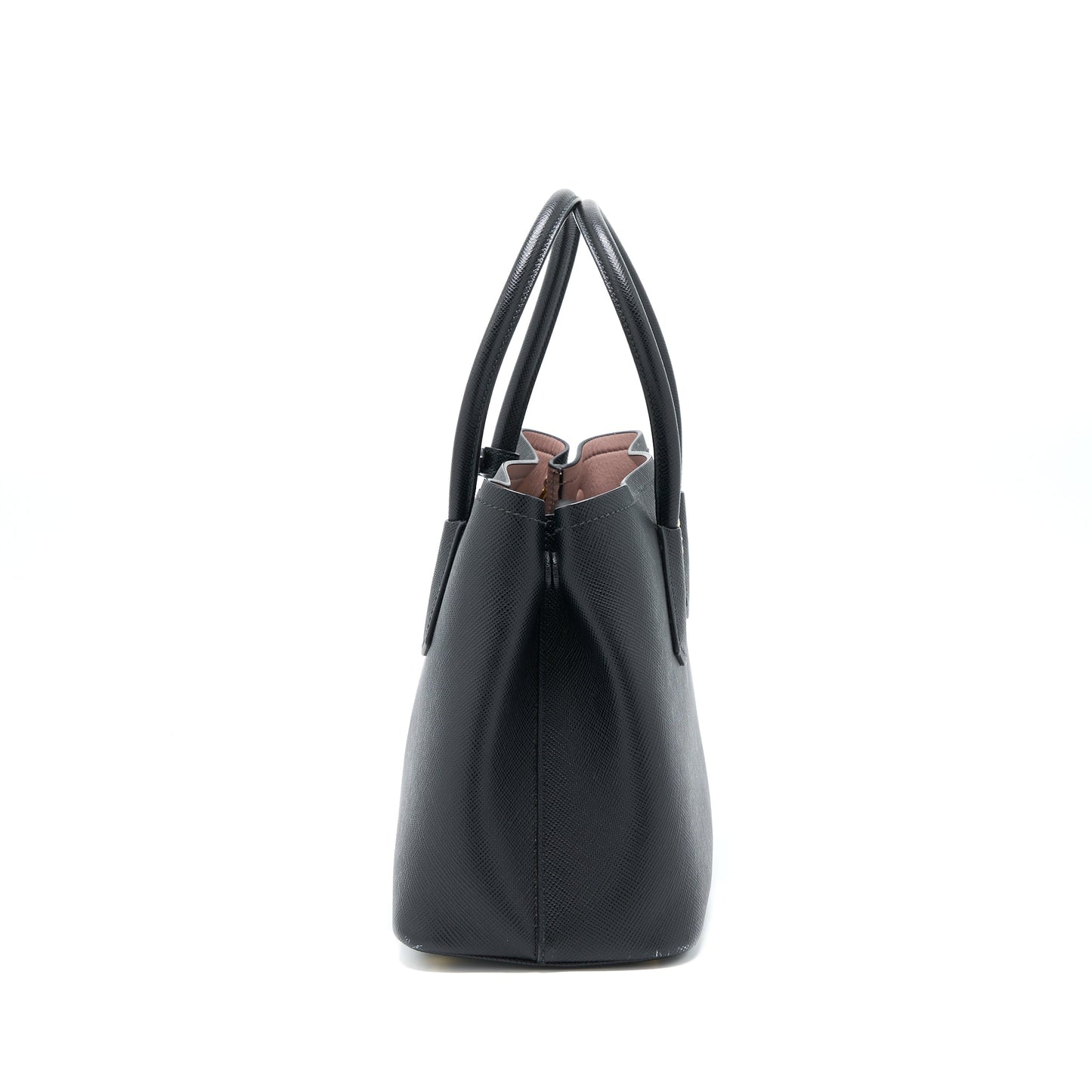 Prada Saffiano Double Purse Calfskin Handbag Black Travel Bag