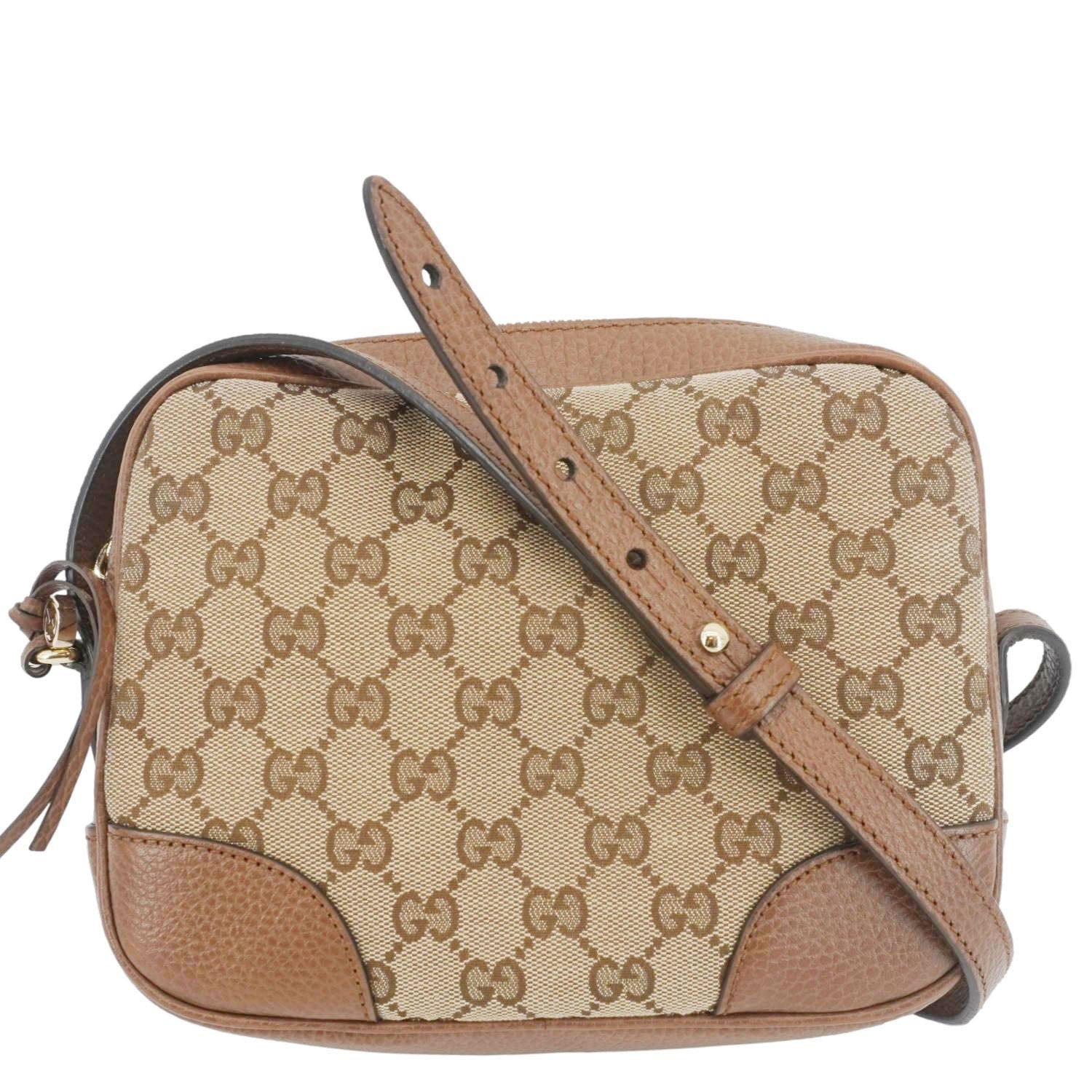 Gucci Bree Crossbody Bag Leather Canvas Gg 449413
