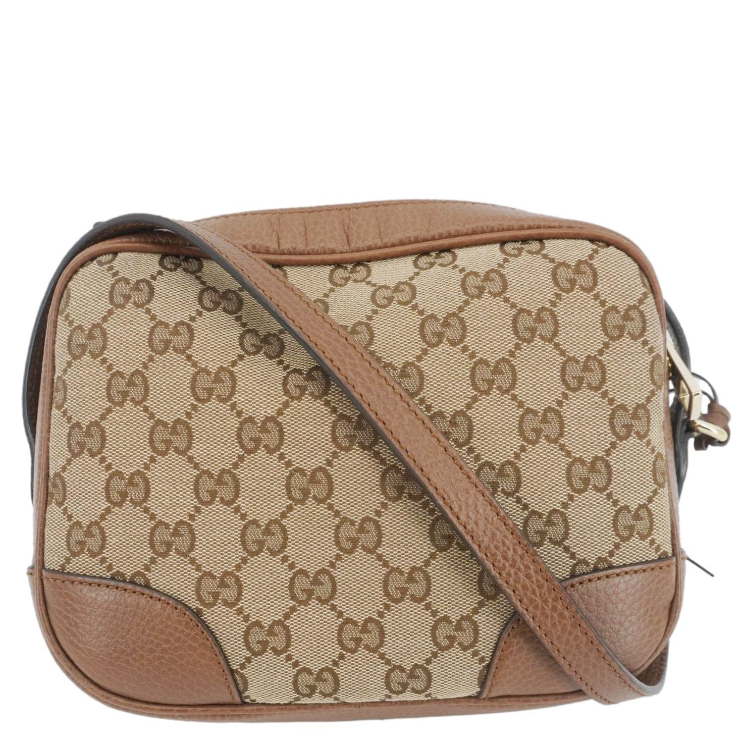 Gucci Bree Crossbody Bag Leather Canvas Gg 449413