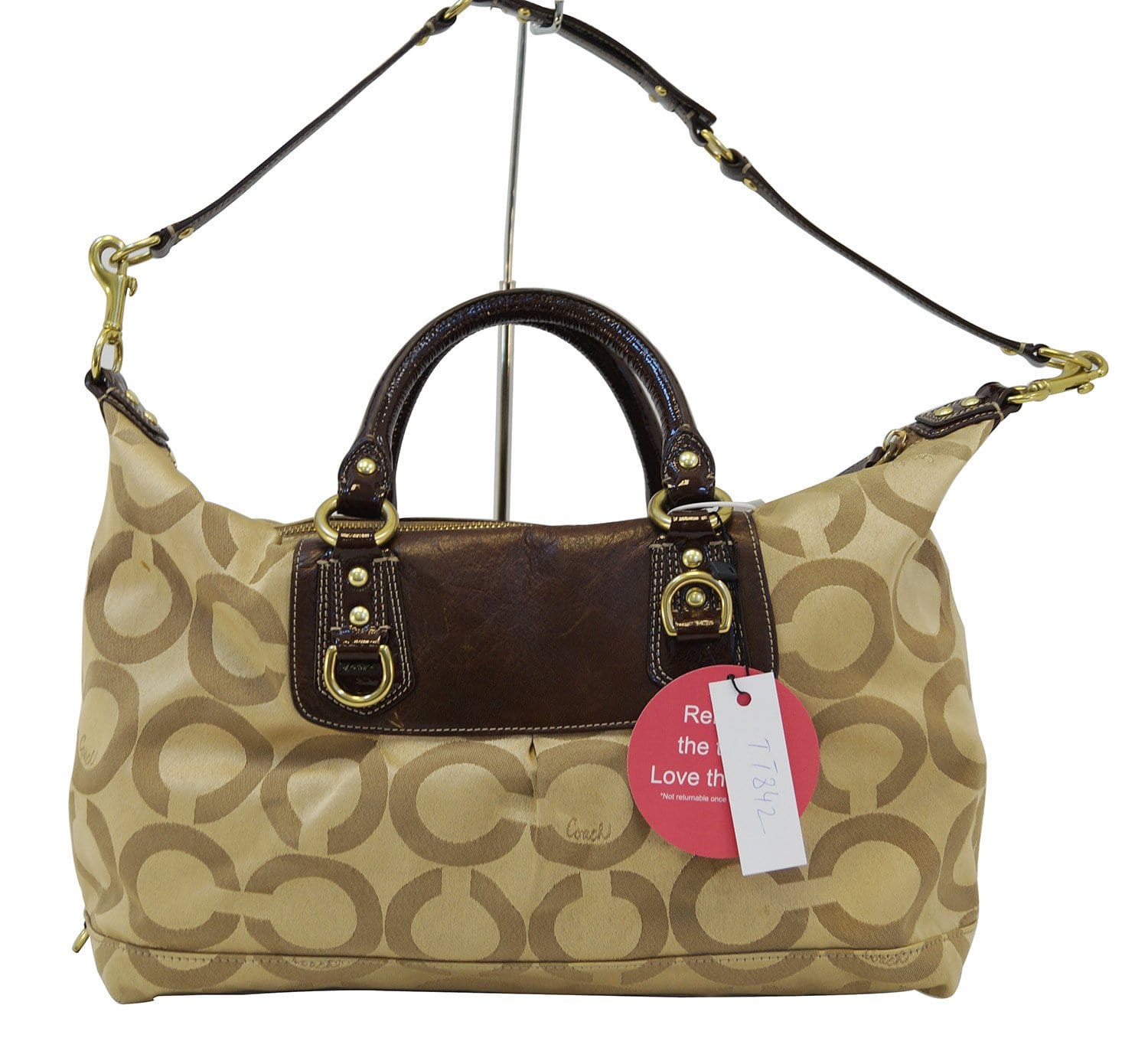 Coach Madison Sabrina Signature Satchel Handbag Final Call Gold Logo Shoulder Bag