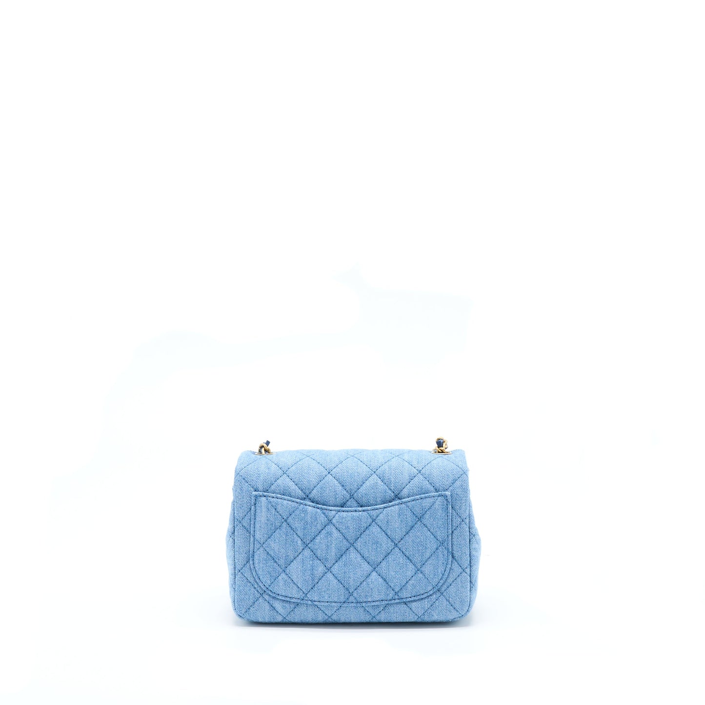 Chanel 22C Denim Pearl Crush Square Flap Shoulder Bag Microchip 1