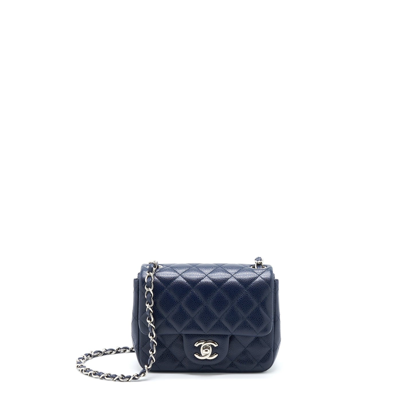 Chanel Square Flap Caviar Navy SHW Shoulder Bag