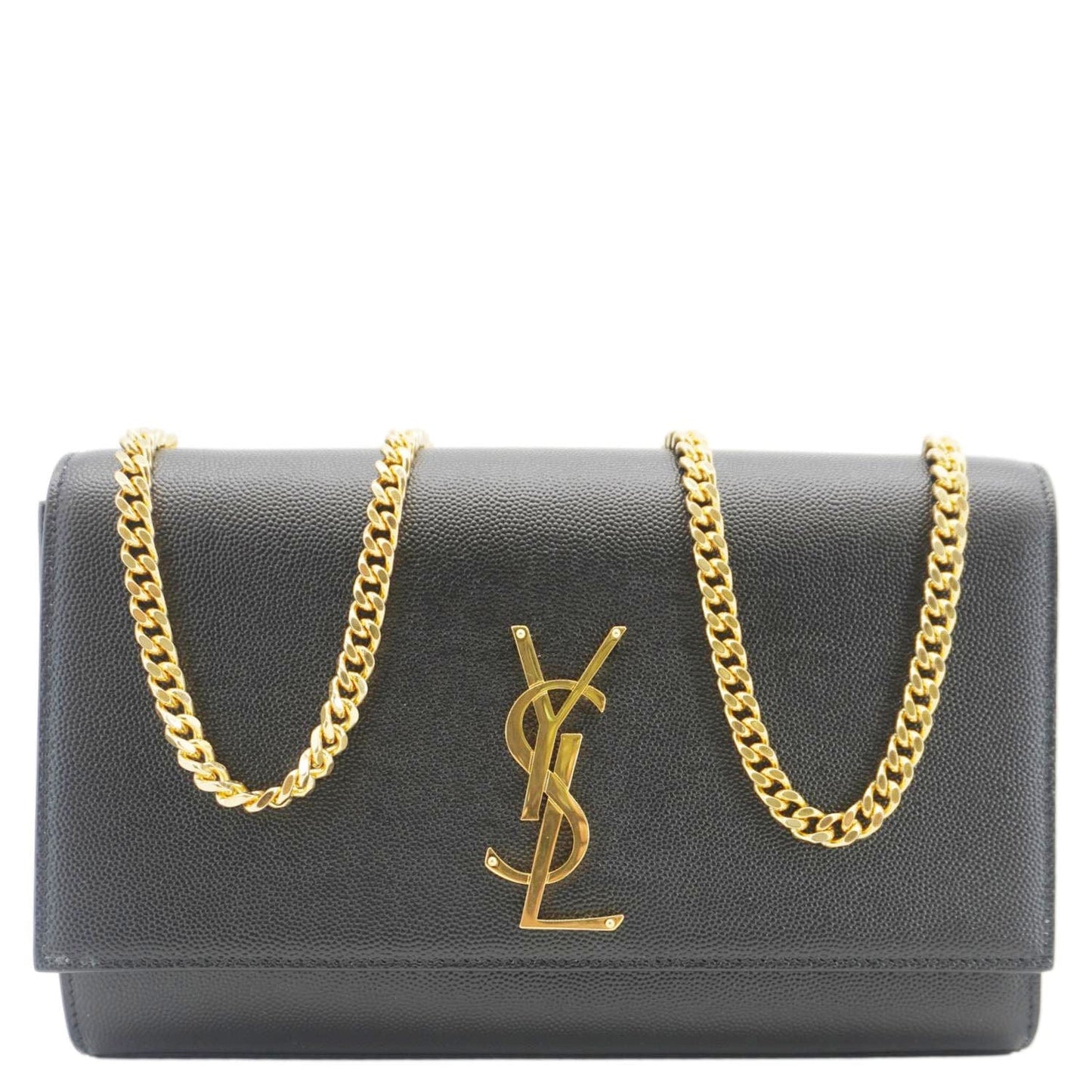 YSL Saint Laurent Yves Kate Grain De Poudre Crossbody Bag Leather Black Medium