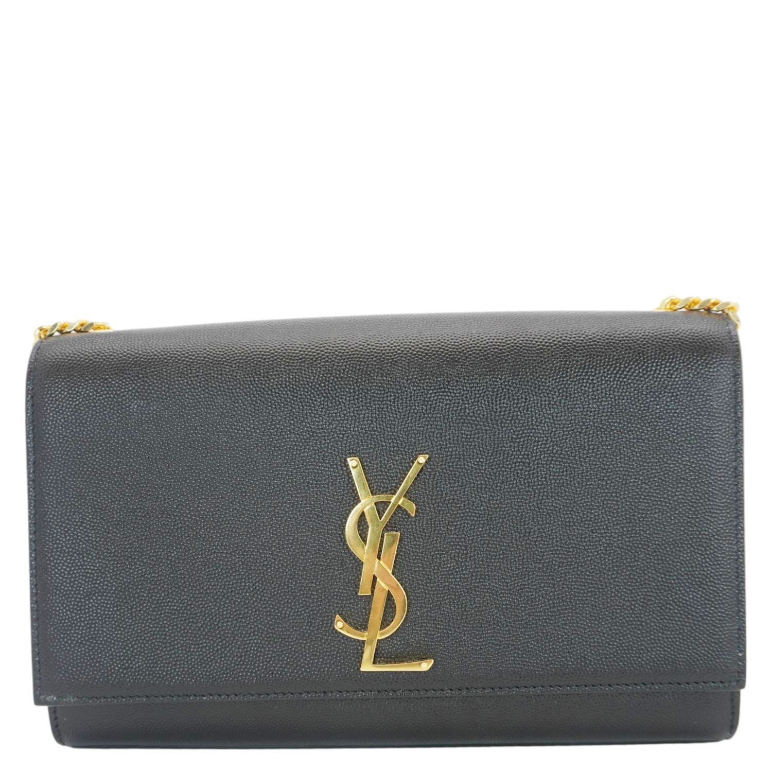 YSL Saint Laurent Yves Kate Grain De Poudre Crossbody Bag Leather Black Medium
