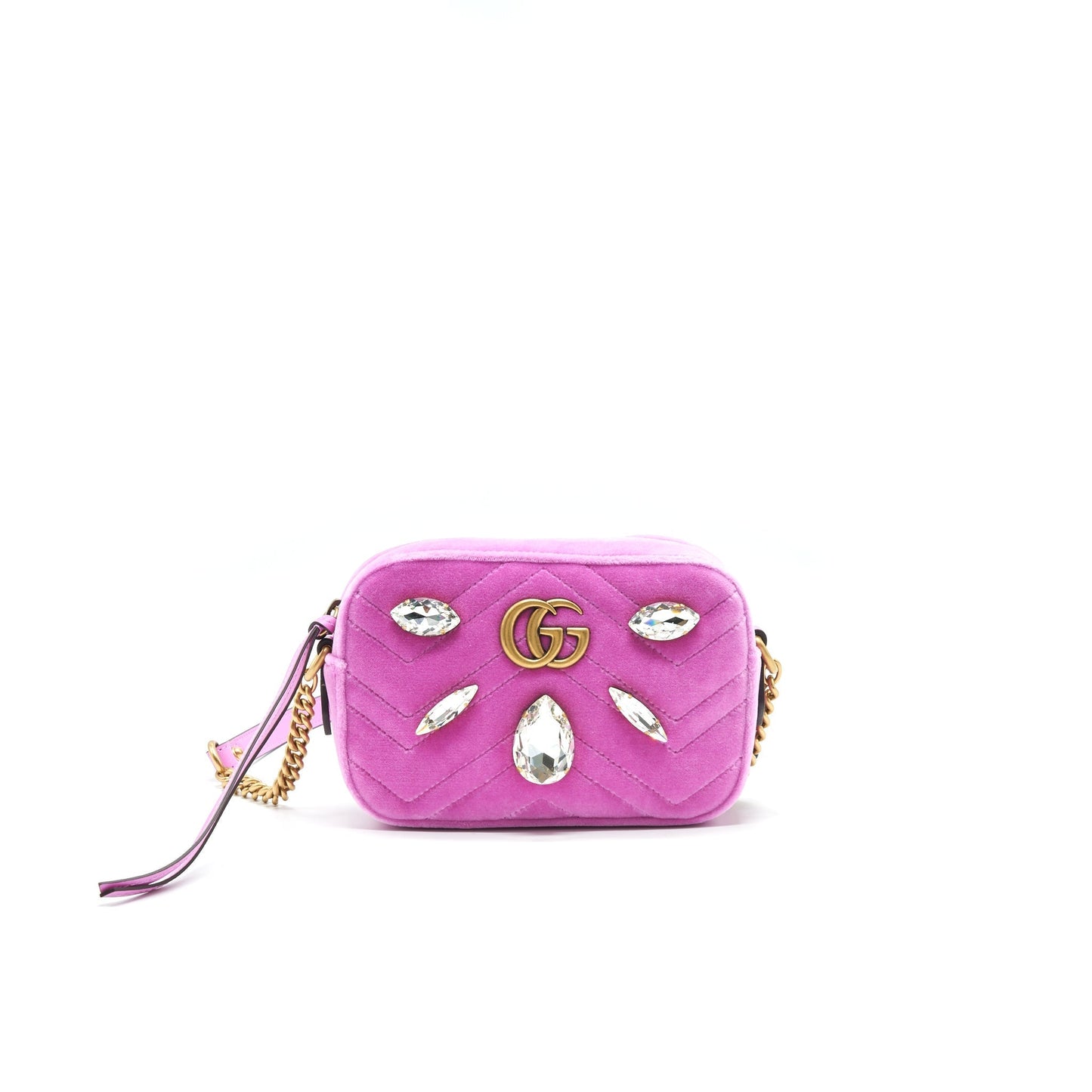 Gucci Velvet Marmont Camera Bag Pink Mini Travel Bag