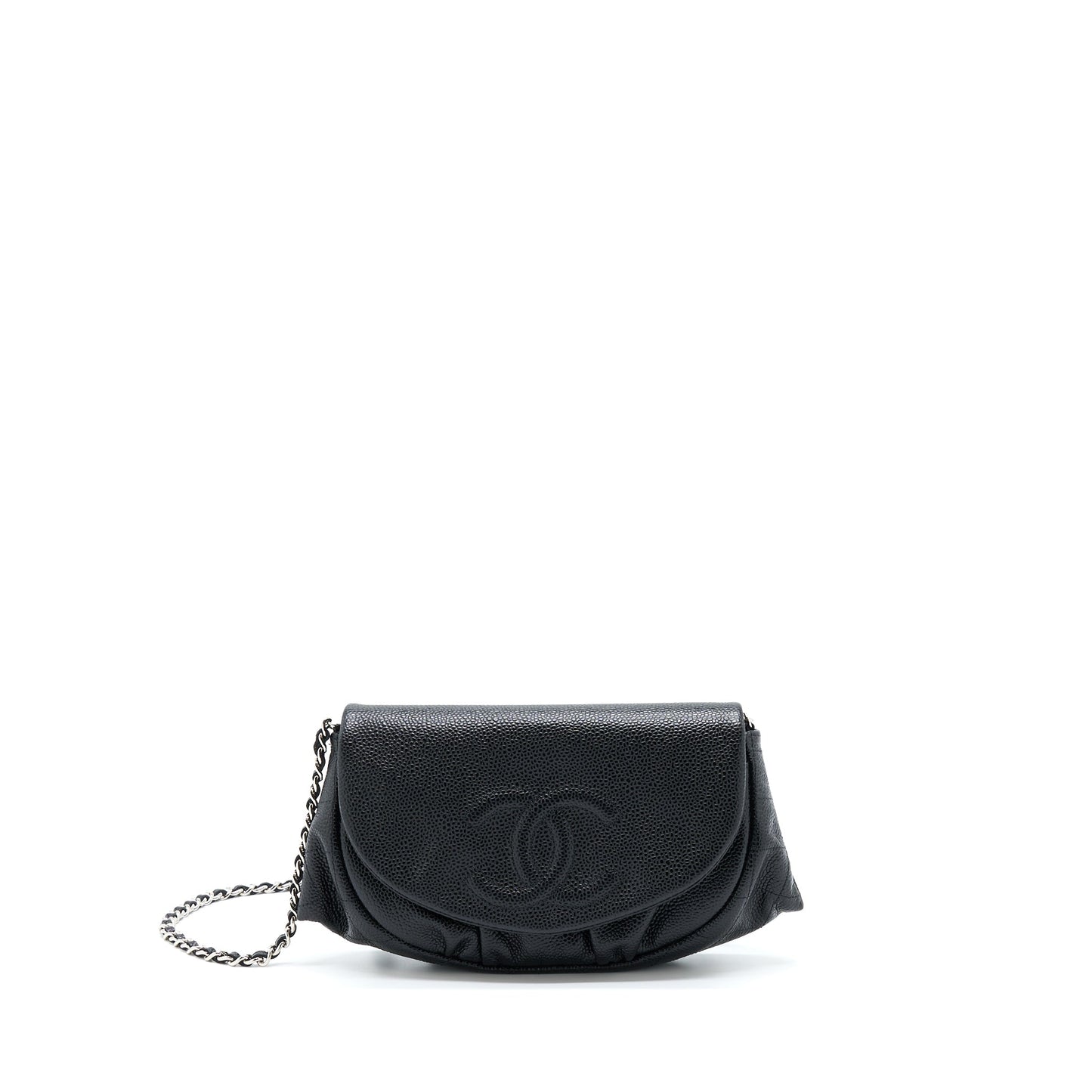 Chanel Half Moon On Caviar SHW Black Wallet Case