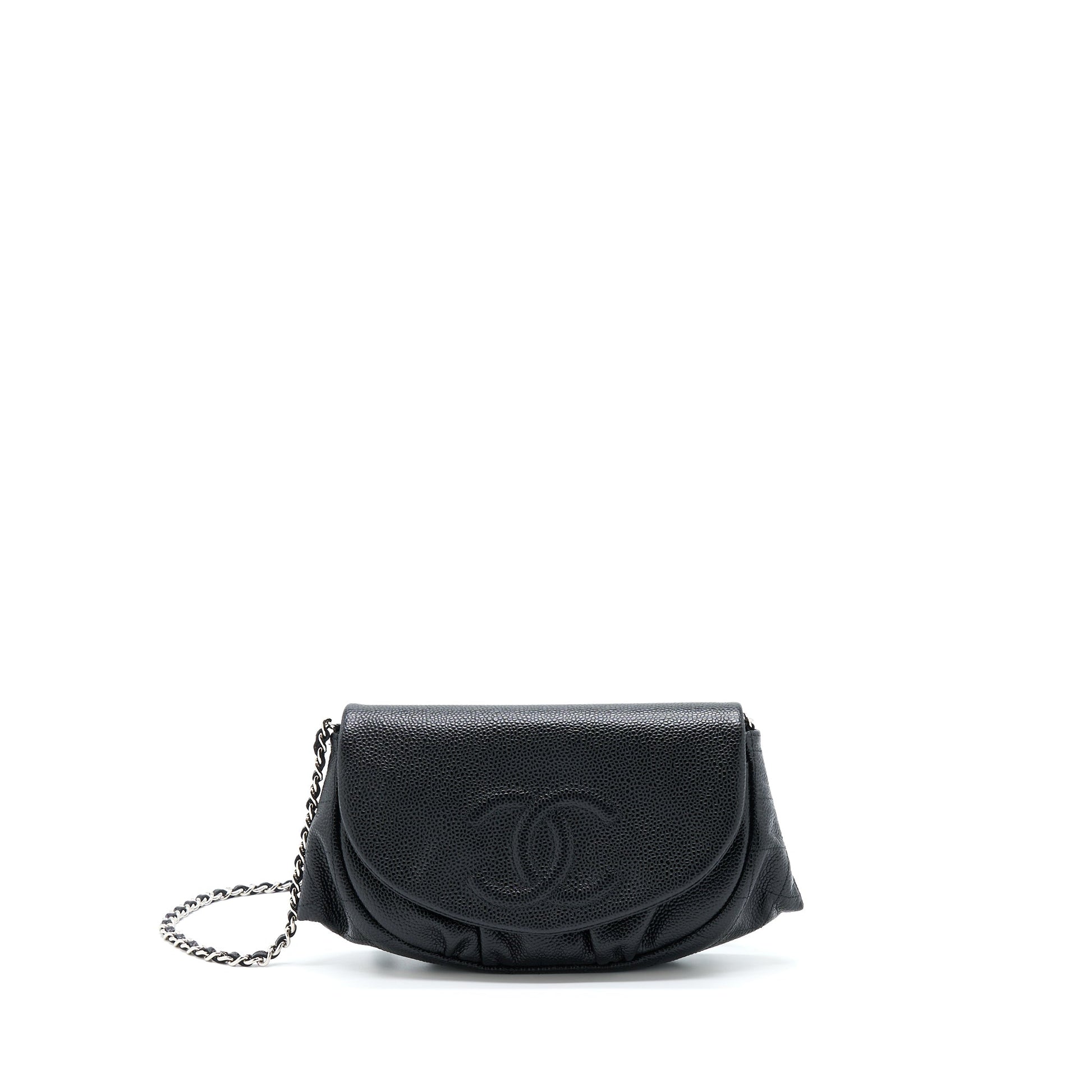 Chanel Half Moon On Caviar SHW Black Wallet Case