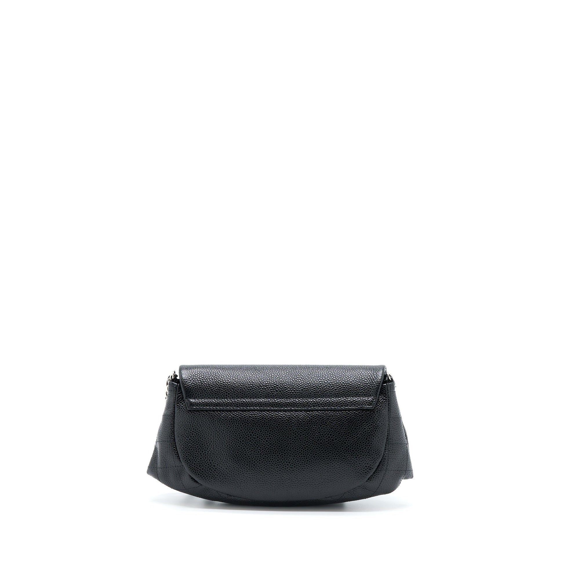 Chanel Half Moon On Caviar SHW Black Wallet Case