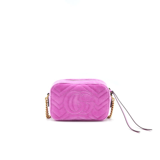 Gucci Velvet Marmont Camera Bag Pink Mini Travel Bag