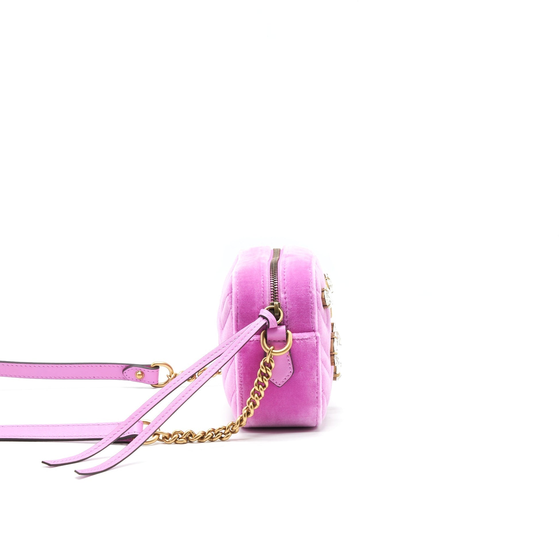Gucci Velvet Marmont Camera Bag Pink Mini Travel Bag