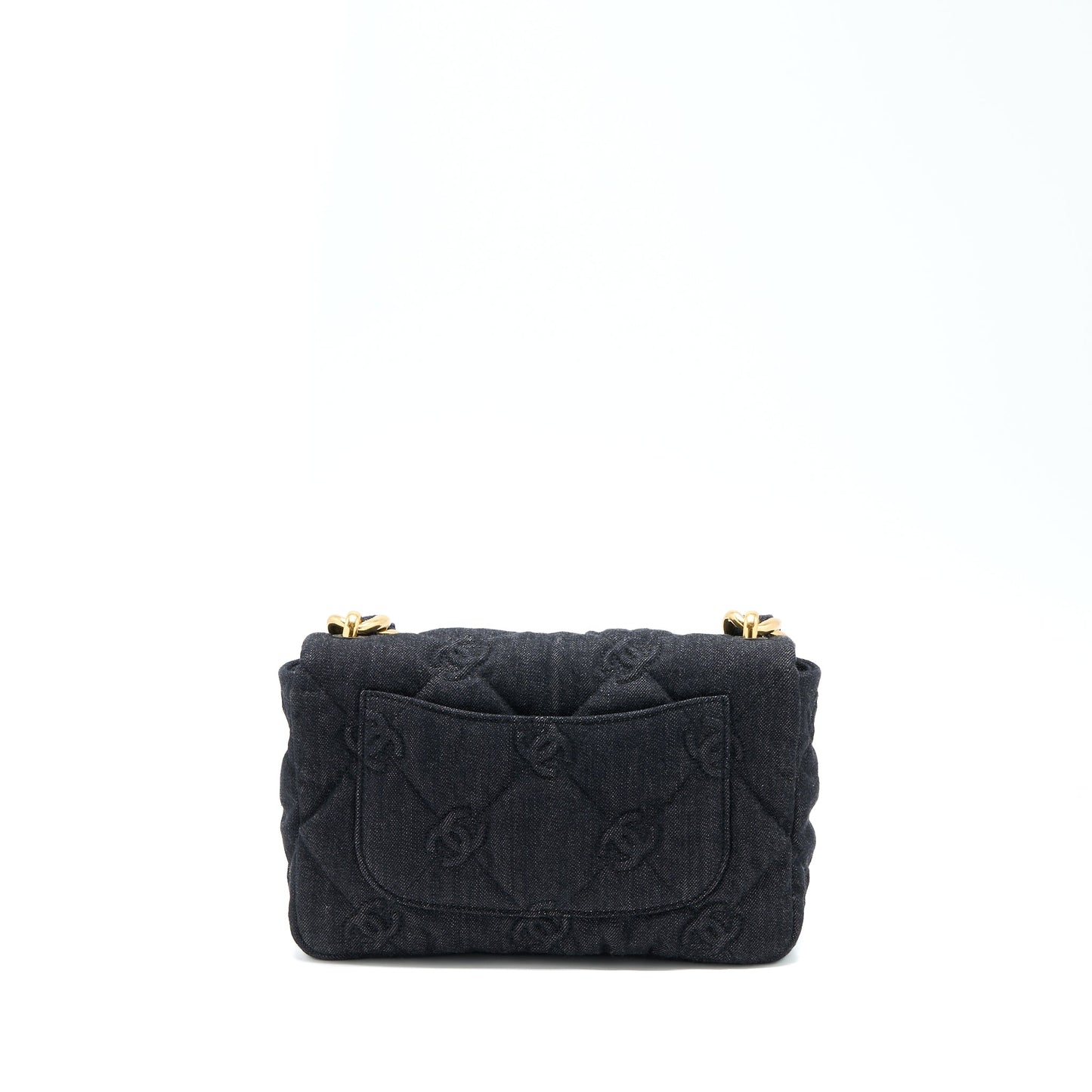 Chanel Chunky Flap Denim Brushed GHW Microchip Black Shoulder Bag