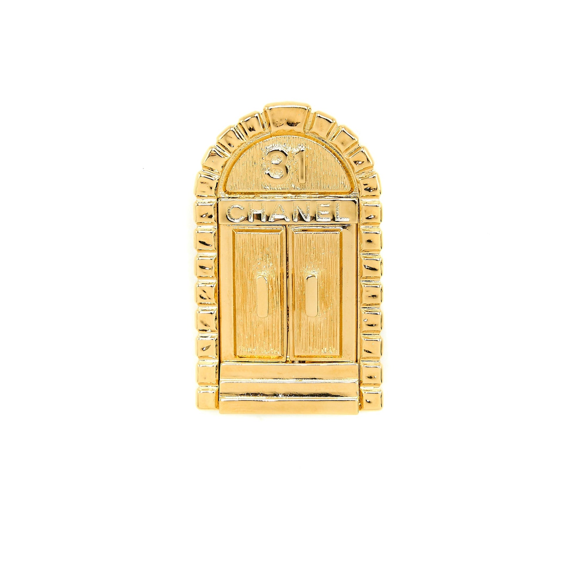Chanel 31 Doorplate Door Brooch Tone Gold Handbag
