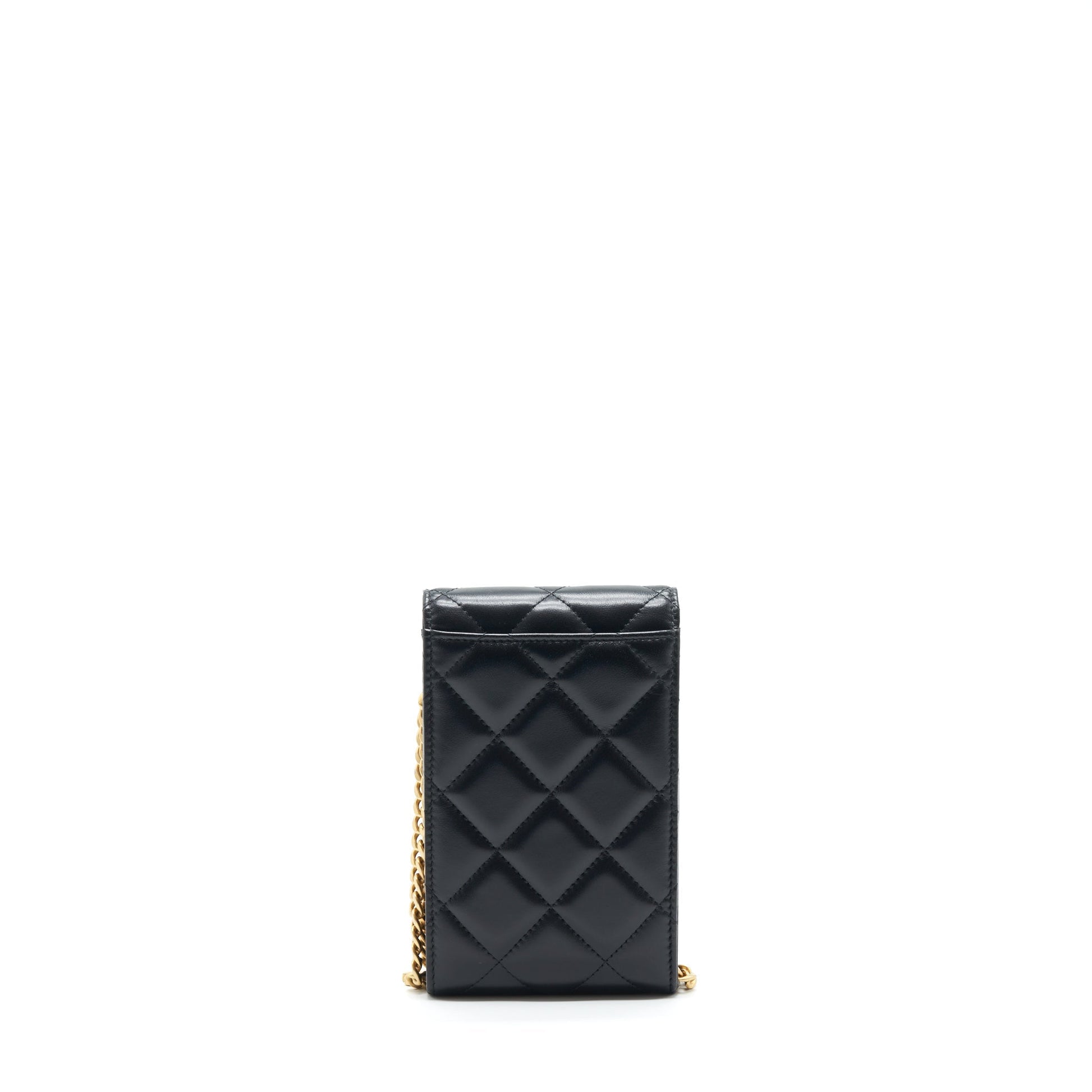 Chanel 22P Vertical Flap Lambskin Enamel Buckle Black Shoulder Bag