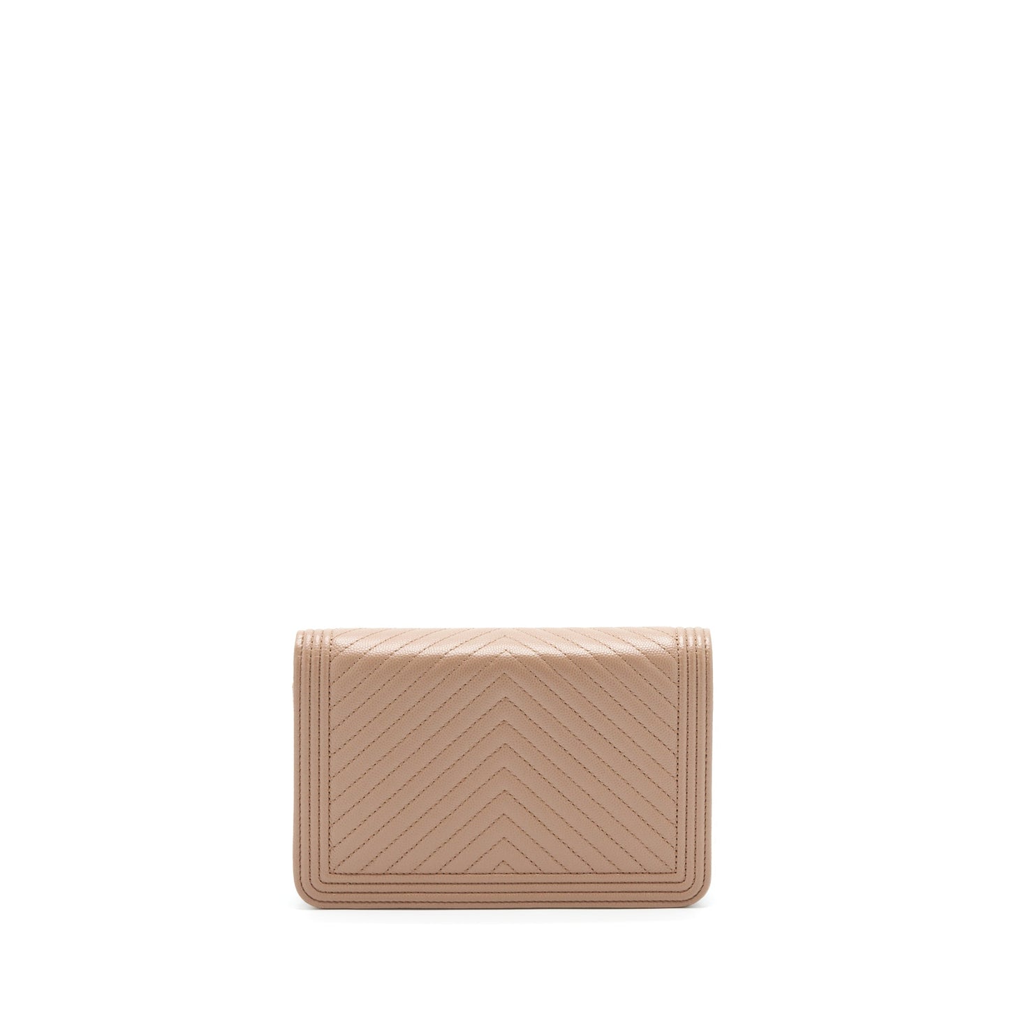 Chanel Chevron Boy On Caviar Dark Ruthenium Beige Wallet Case