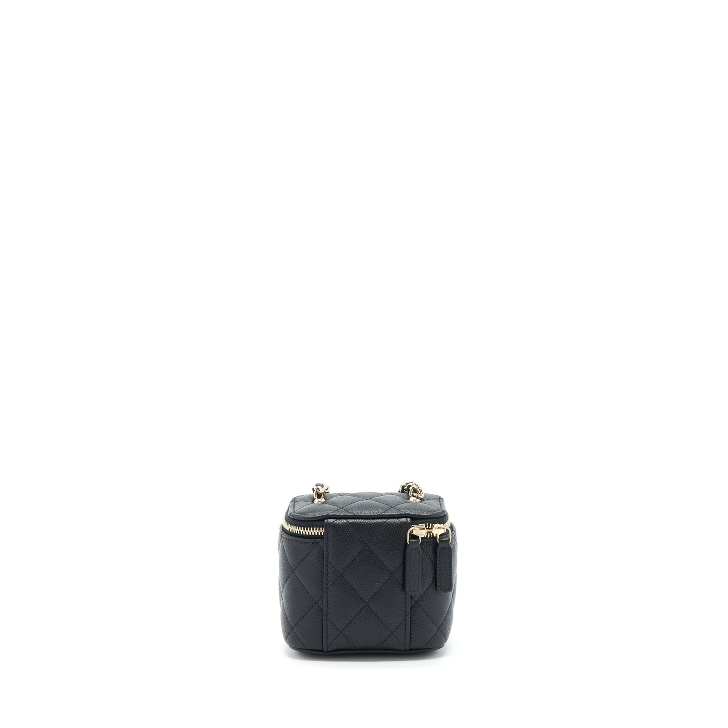 Chanel 22S Detailed Logo Vanity Caviar LGHW Black Mini Bag