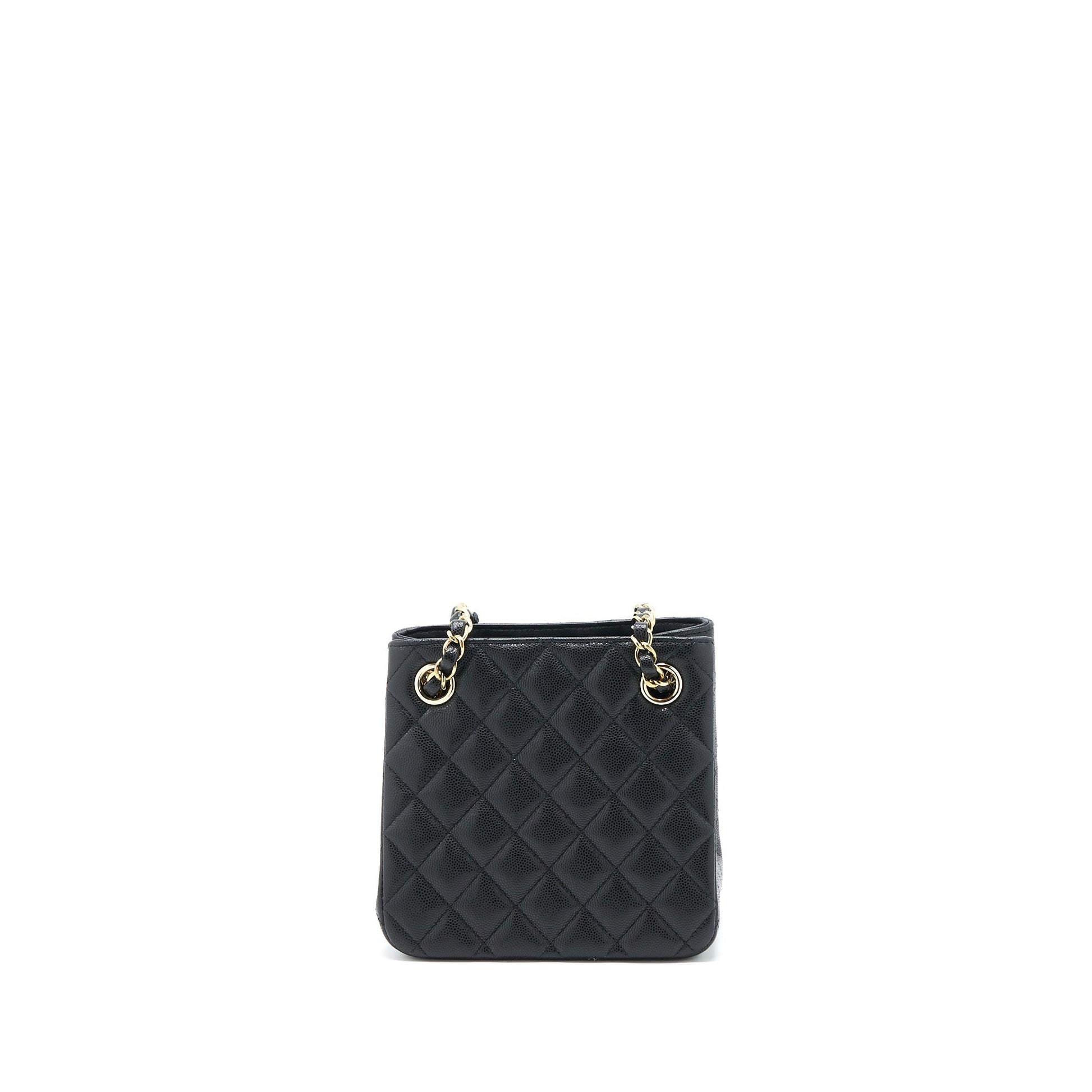 Chanel 23C Bucket Caviar LGHW Microchip Black Bucket Bag