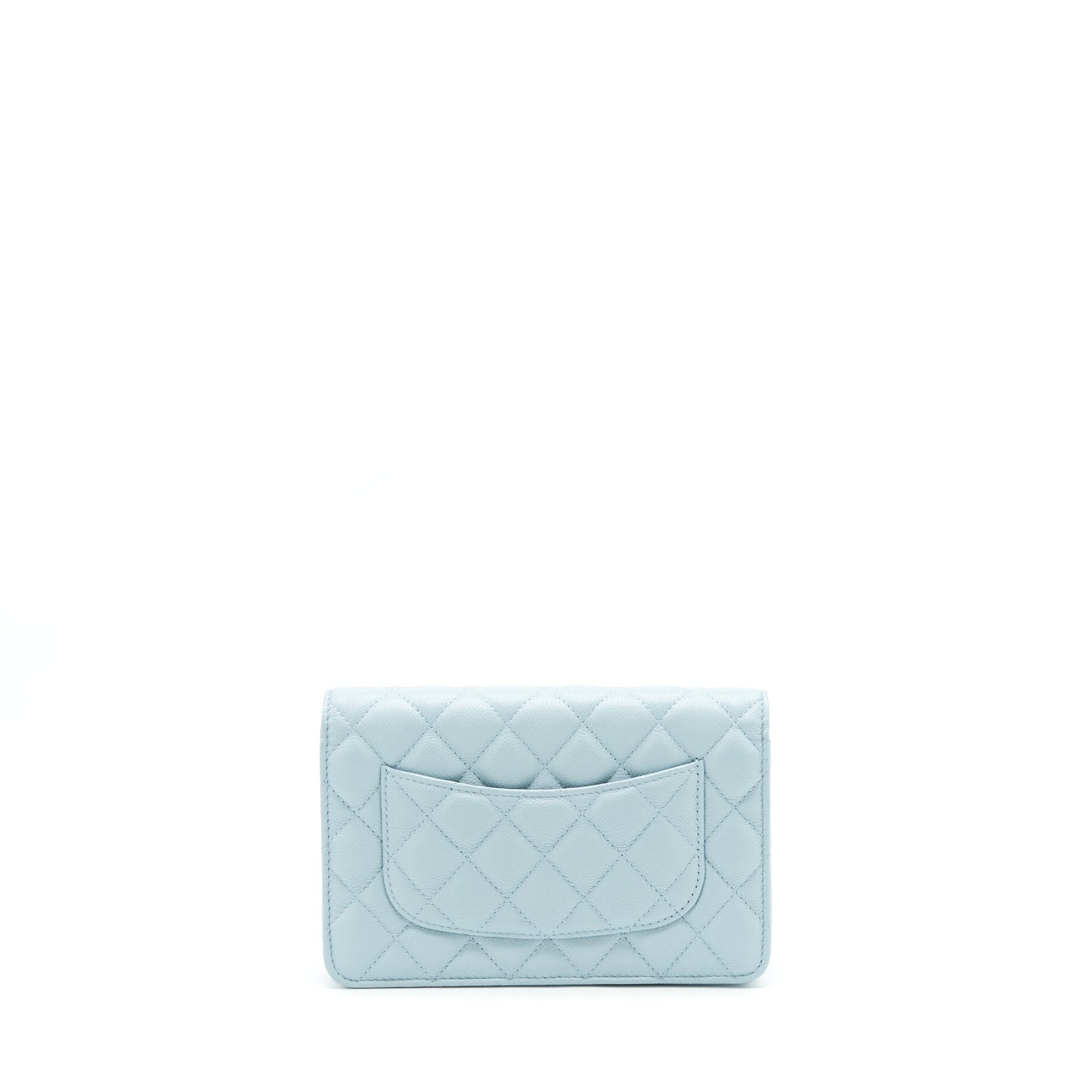 Chanel 22P On CC Logo Caviar Light Blue Wallet Case
