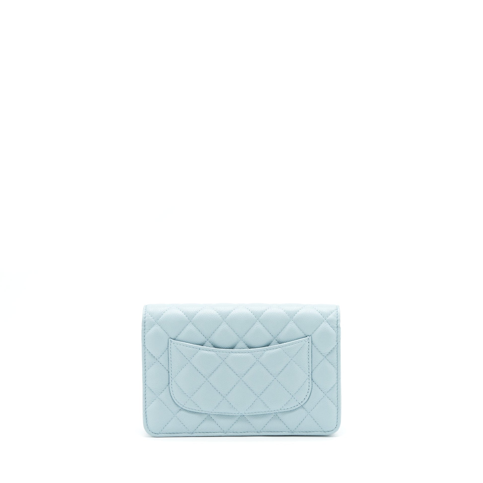 Chanel 22P On CC Logo Caviar Light Blue Wallet Case