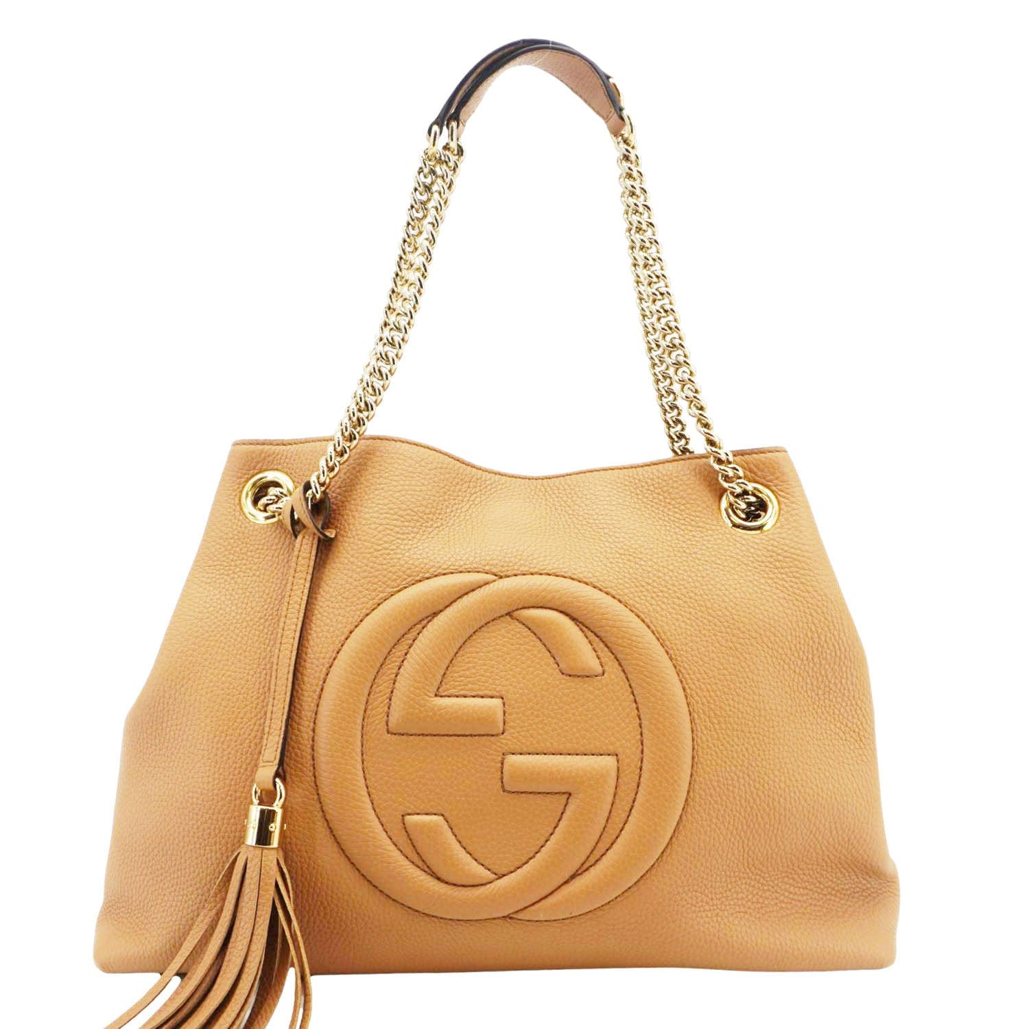 Gucci Soho Chain Tote Bag Leather Beige