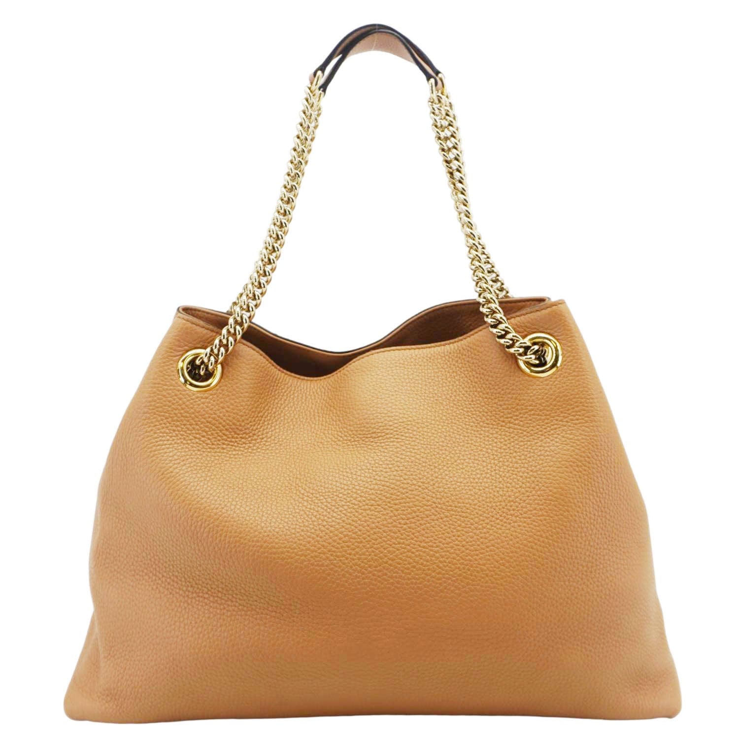 Gucci Soho Chain Tote Bag Leather Beige