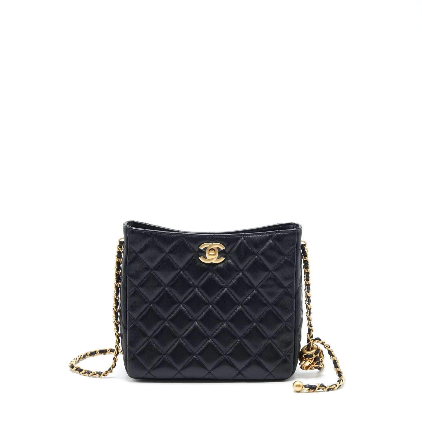 Chanel 22S Pearl Crush Hobo Lambskin GHW Black Shoulder Bag Microchip 1