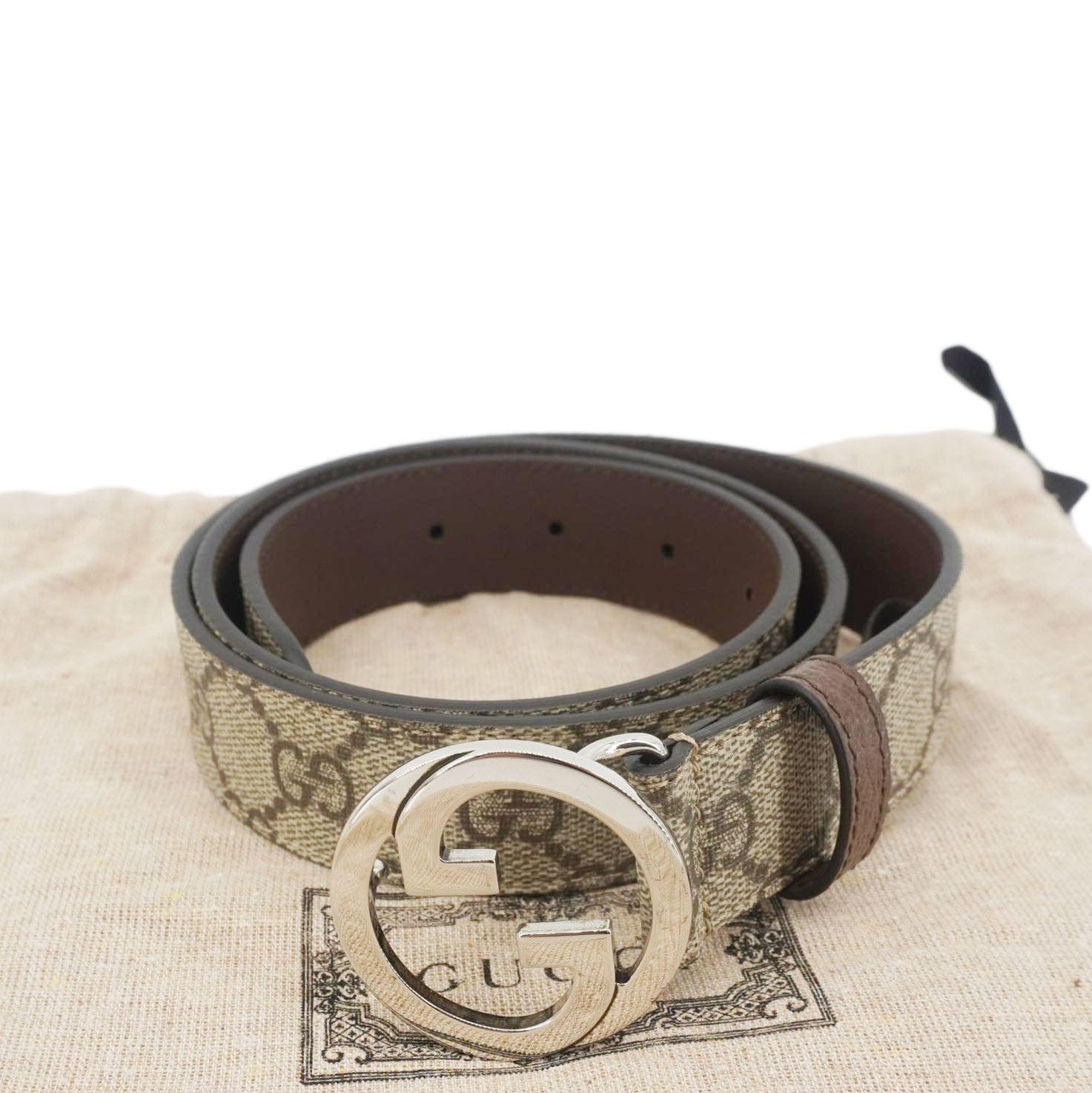 Gucci Interlocking Buckle Supreme Belt Handbag Canvas Beige Accessory