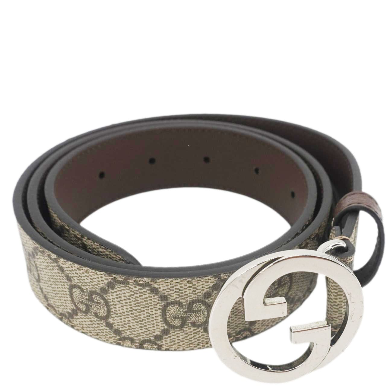 Gucci Interlocking Buckle Supreme Belt Handbag Canvas Beige Accessory