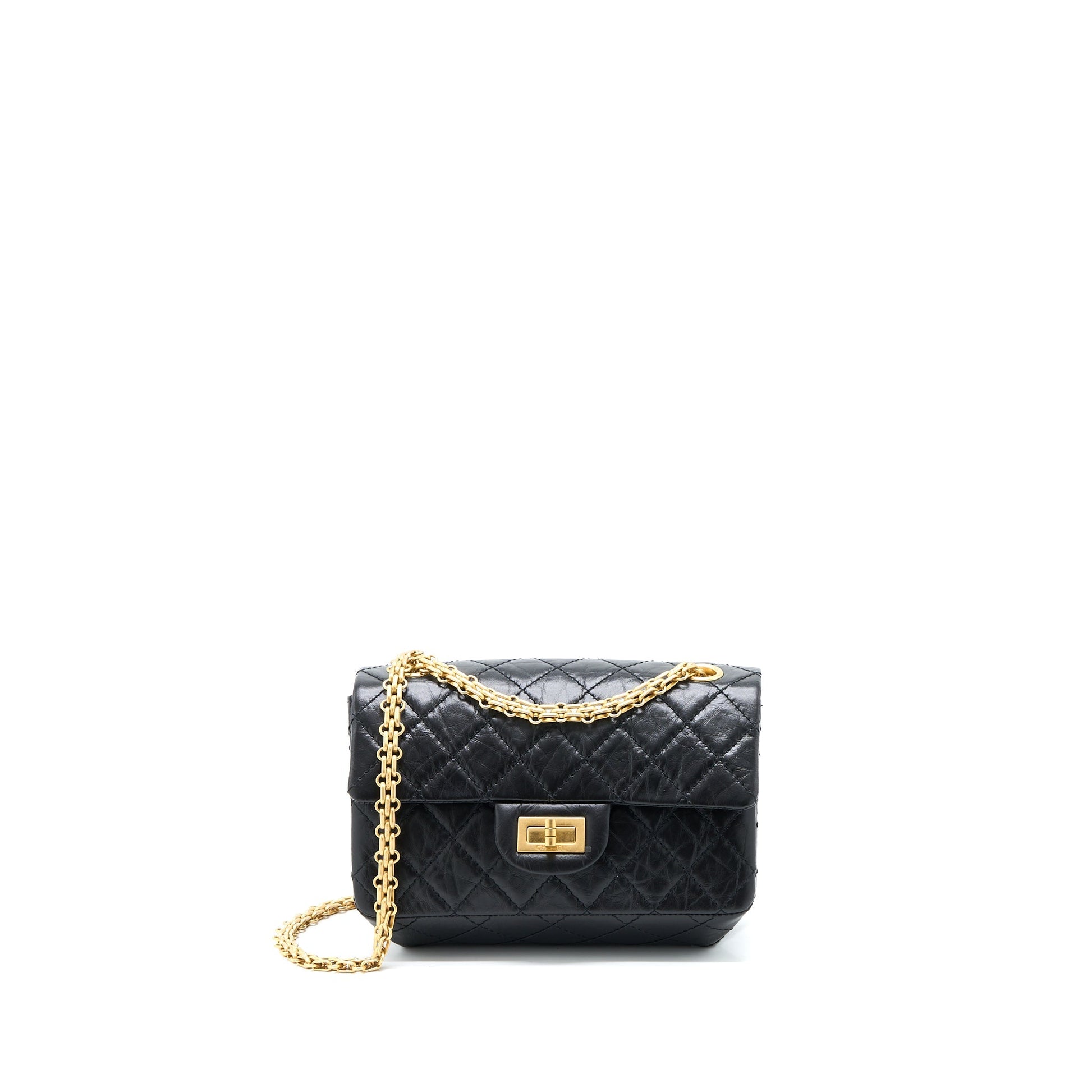Chanel 2.55 Reissue Flap Aged Calfskin Brushed Black Shoulder Bag Brushed Ghwmicrochip
