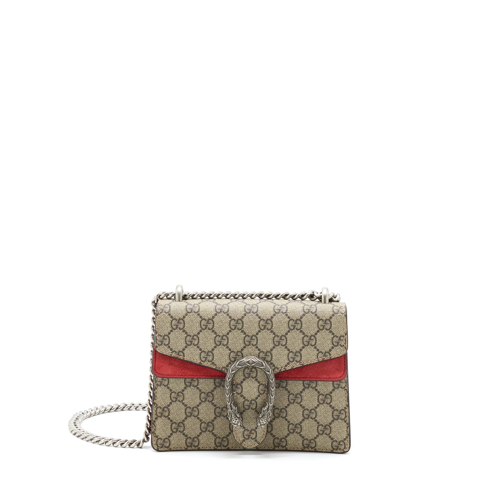 Gucci Dionysus Supreme Crossbody Bag Shw Suede Red
