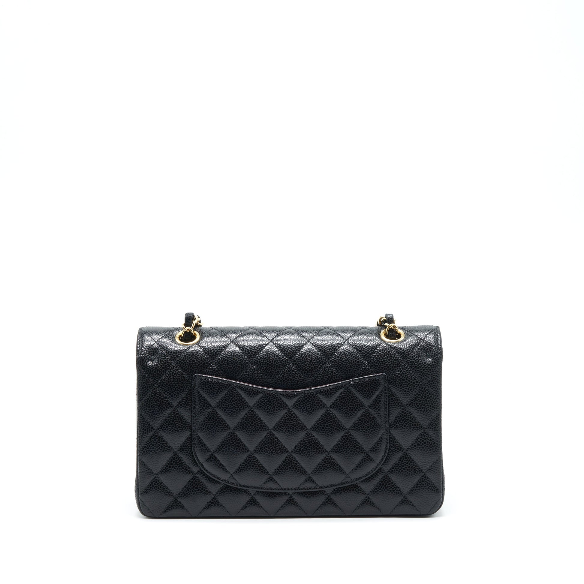 Chanel Classic Double Flap Caviar GHW Microchip Black Shoulder Bag