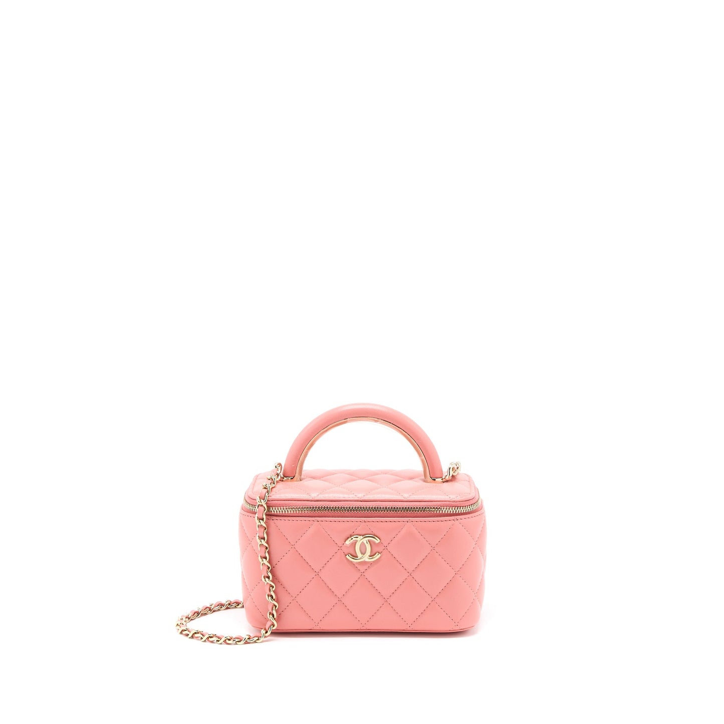 Chanel 22A Top Handle Long Vanity Lambskin Pink Handbag