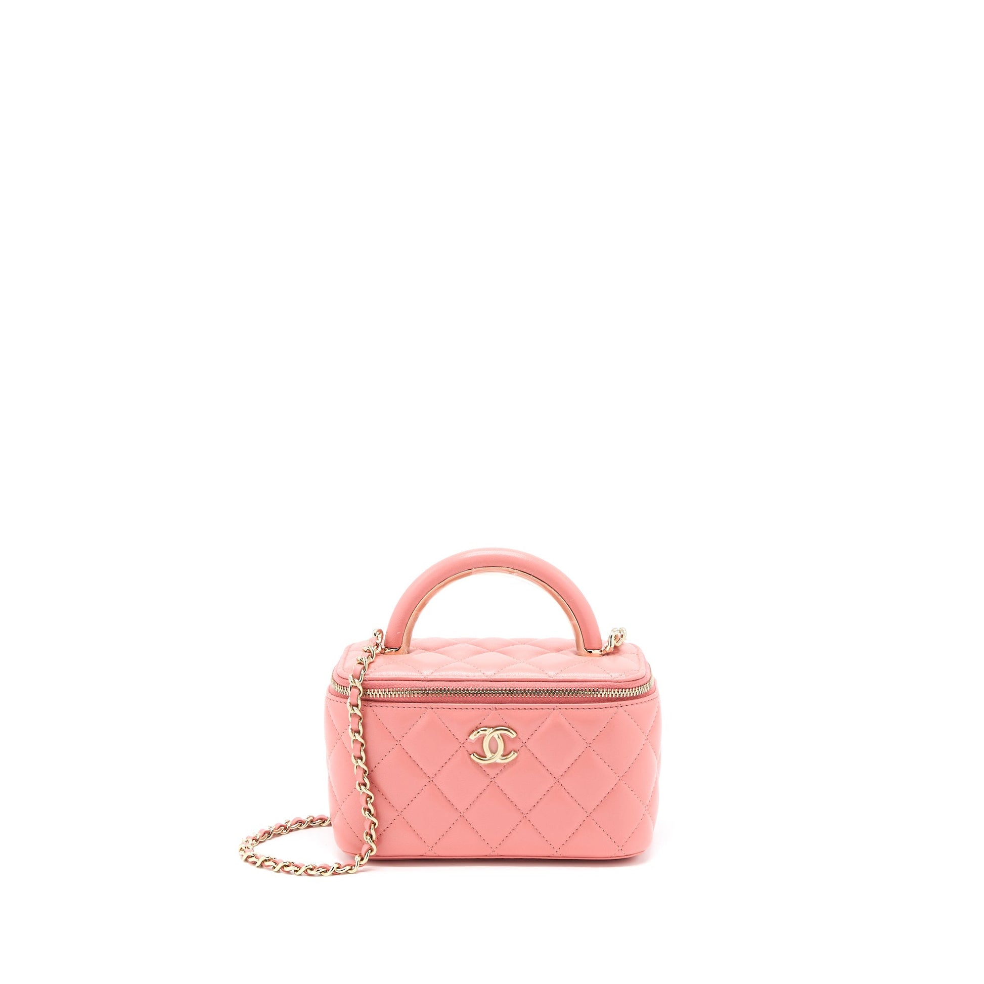 Chanel 22A Top Handle Long Vanity Lambskin Pink Handbag